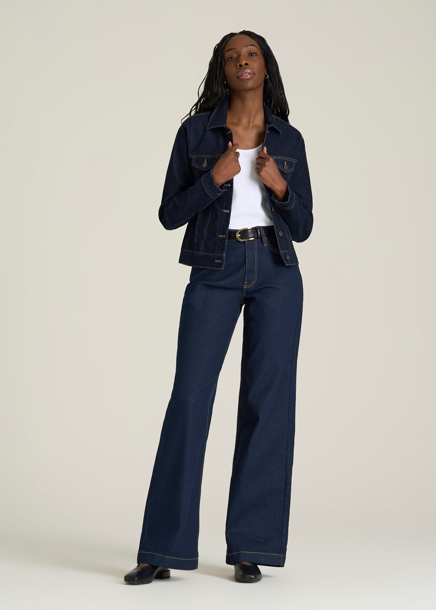 Luna High-Rise Wide-Leg Jeans for Tall Women in Deep Indigo Wash