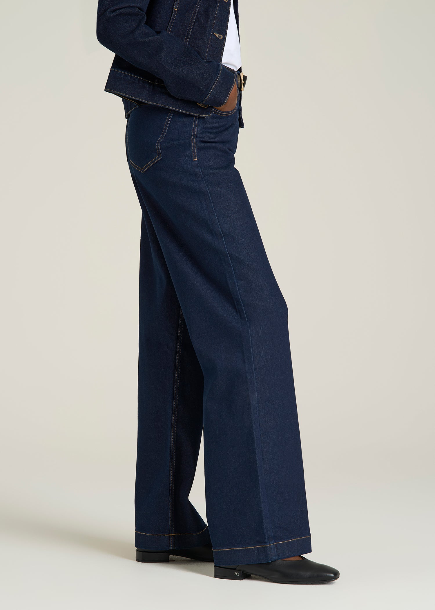Luna High-Rise Wide-Leg Jeans for Tall Women in Deep Indigo Wash