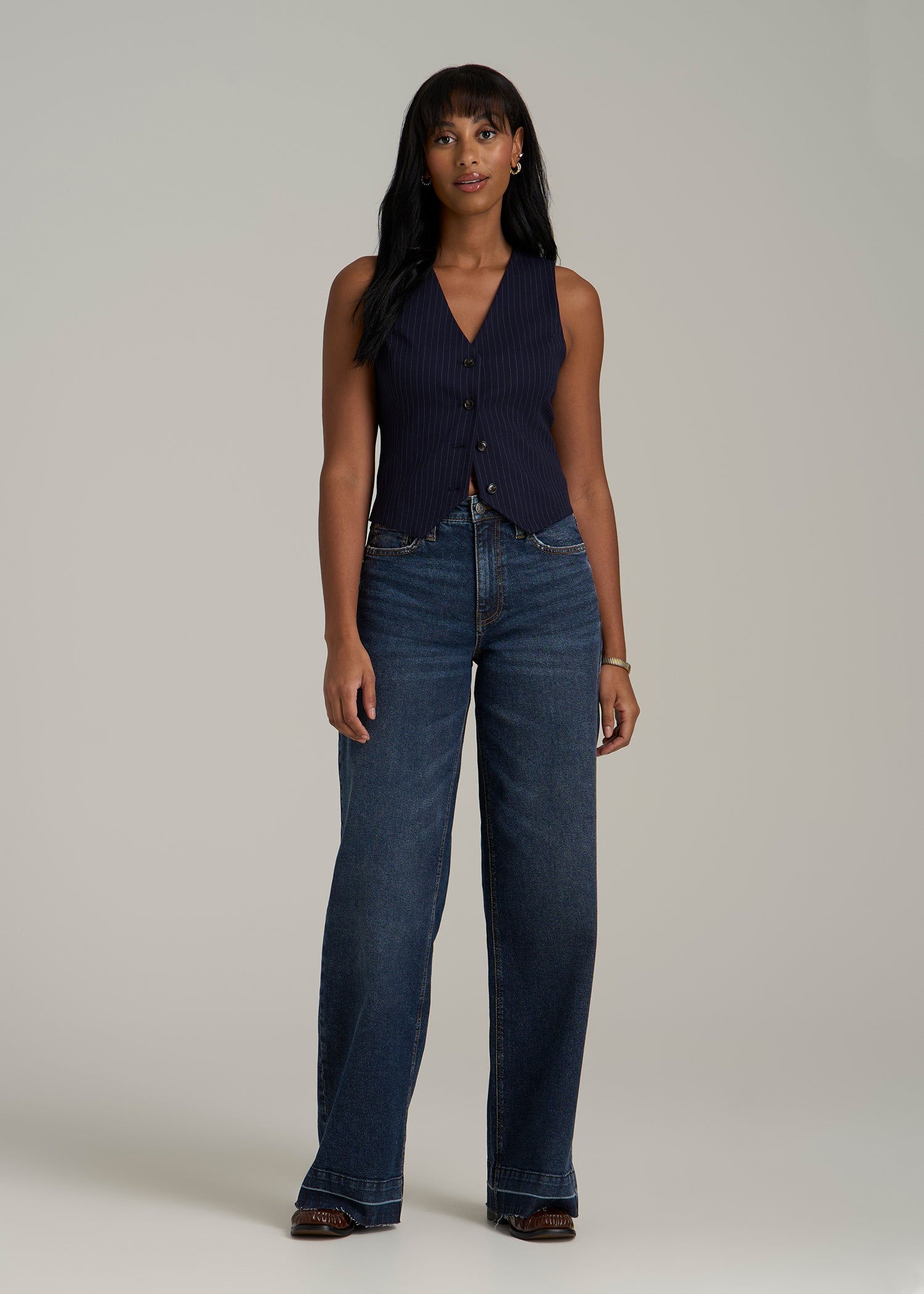 Luna High-Rise Wide-Leg Jeans for Tall Women in Faded Dark Indigo
