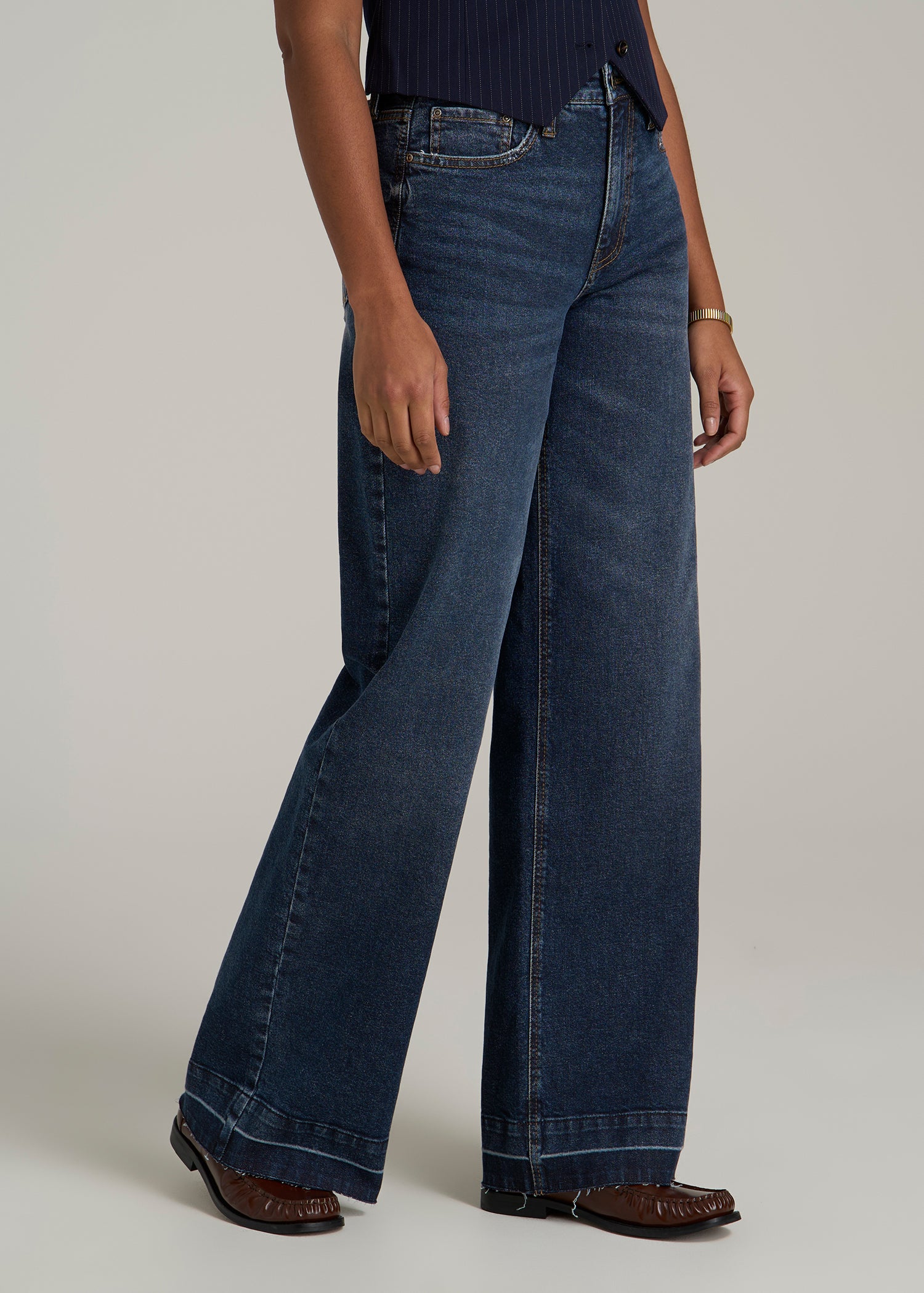 Luna High-Rise Wide-Leg Jeans for Tall Women in Faded Dark Indigo