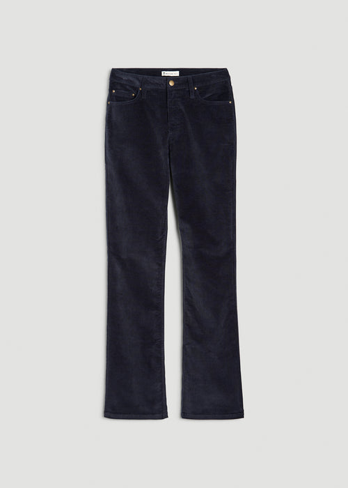Mid-Rise Mini Bootcut Corduroy Pants for Tall Women in Patriot Blue