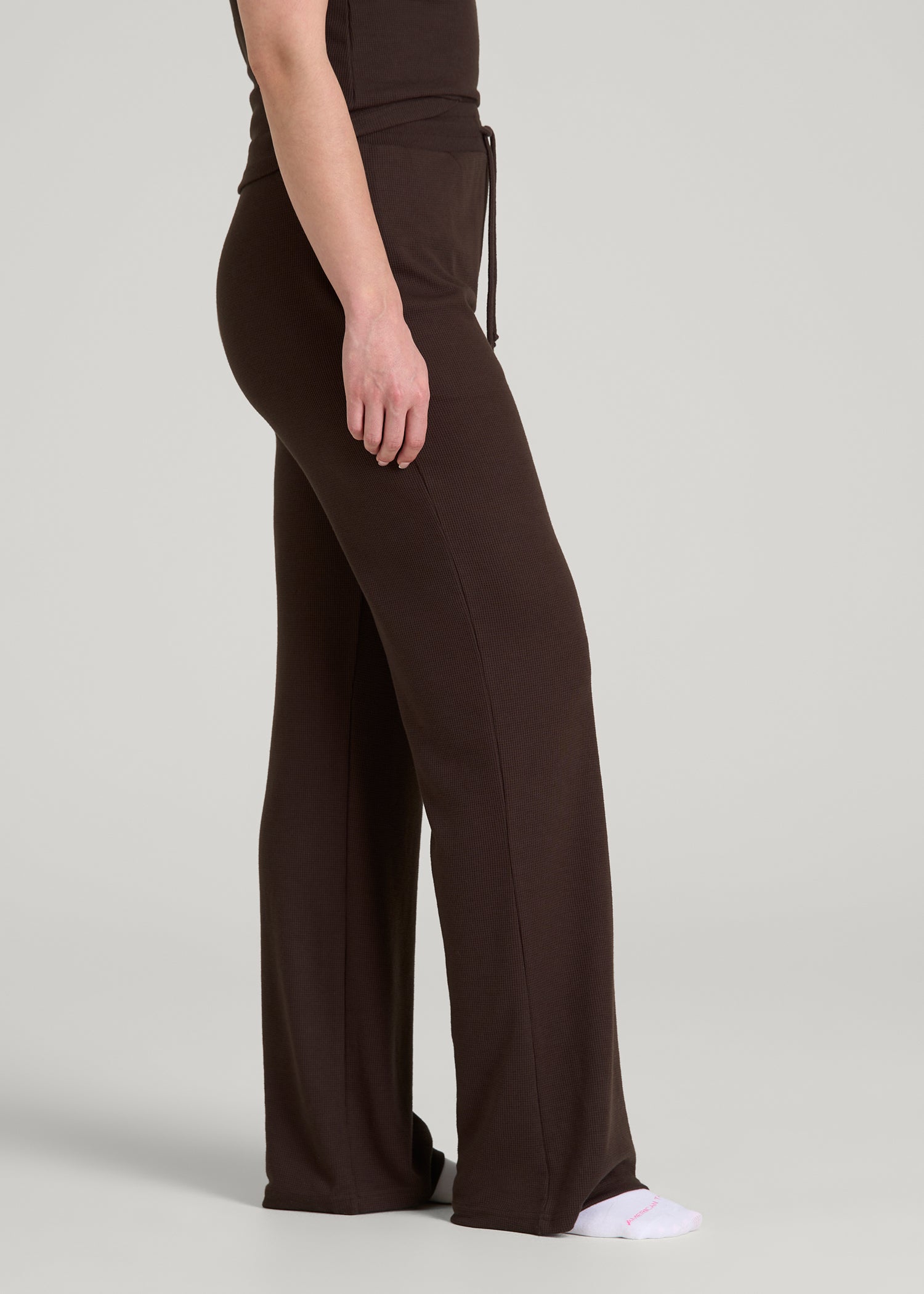 Open-Bottom Waffle Lounge Pants for Tall Women in Espresso