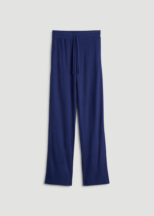 Open-Bottom Waffle Lounge Pants for Tall Women in Midnight Blue