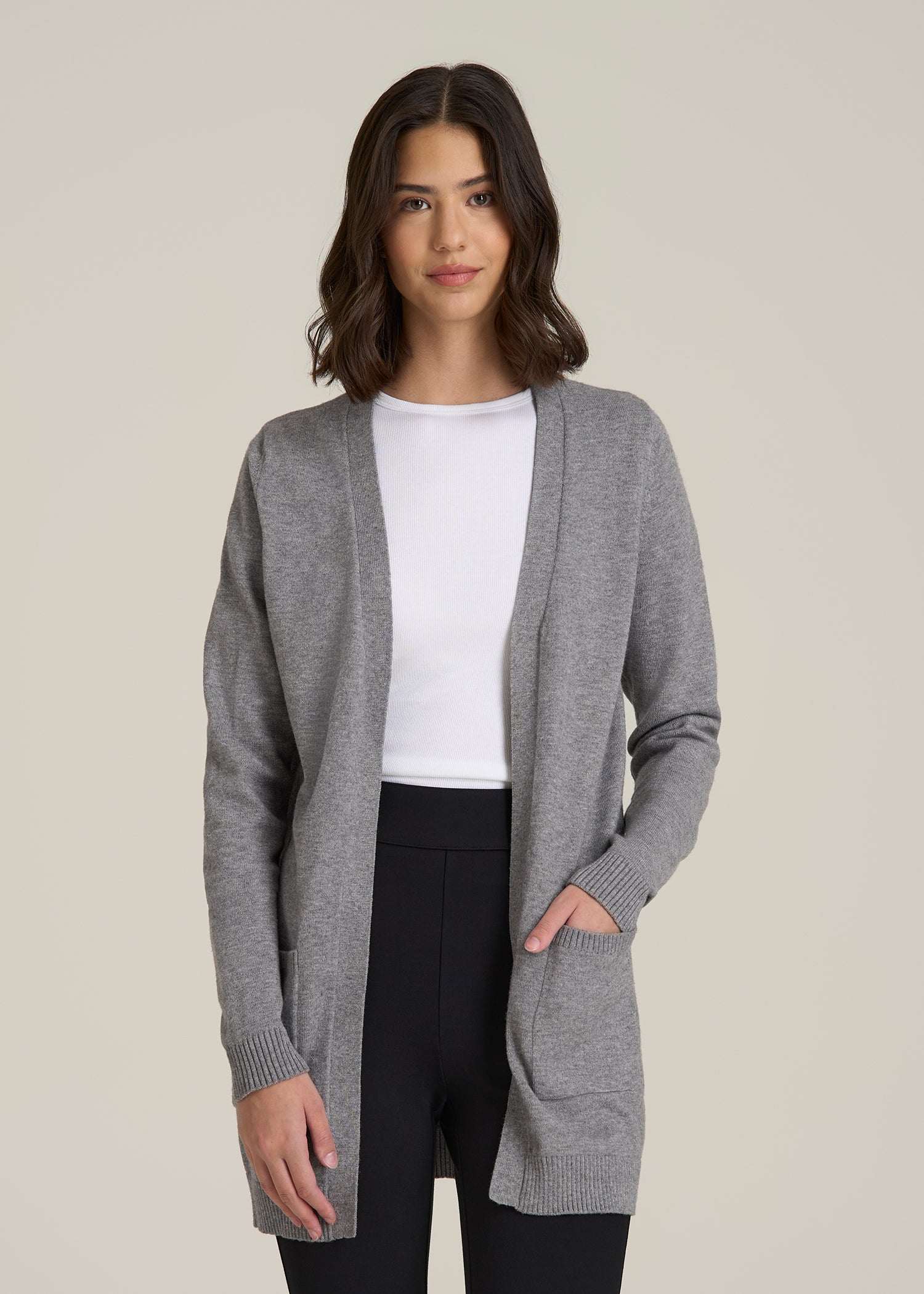 Tight Elbow Length Sleeve Cardigan Women's Dual Zipper Ribbed