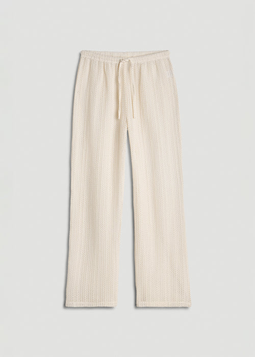Openwork Knit Pants for Tall Women in Natural