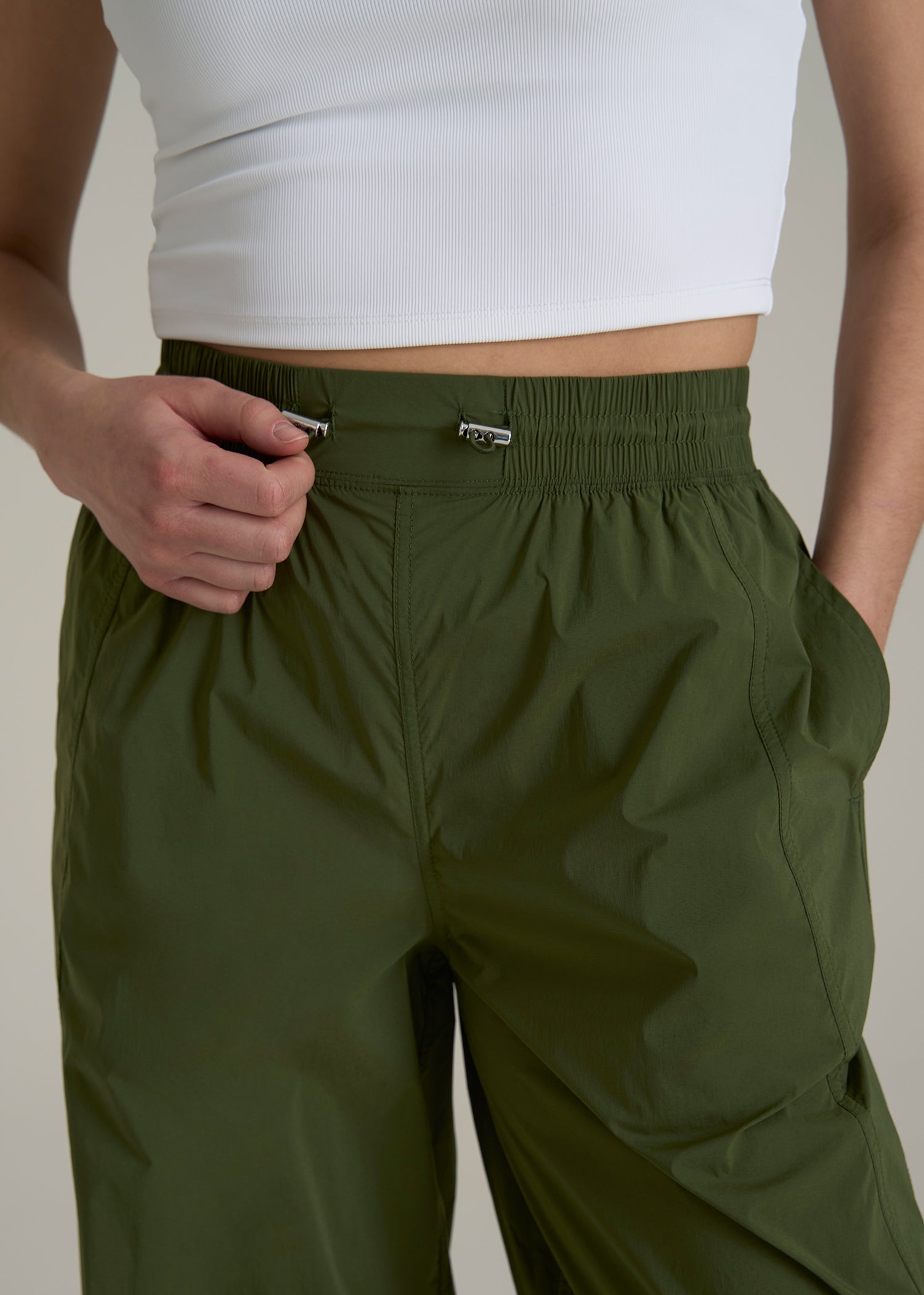 Parachute Jogger for Tall Women in Kale Green