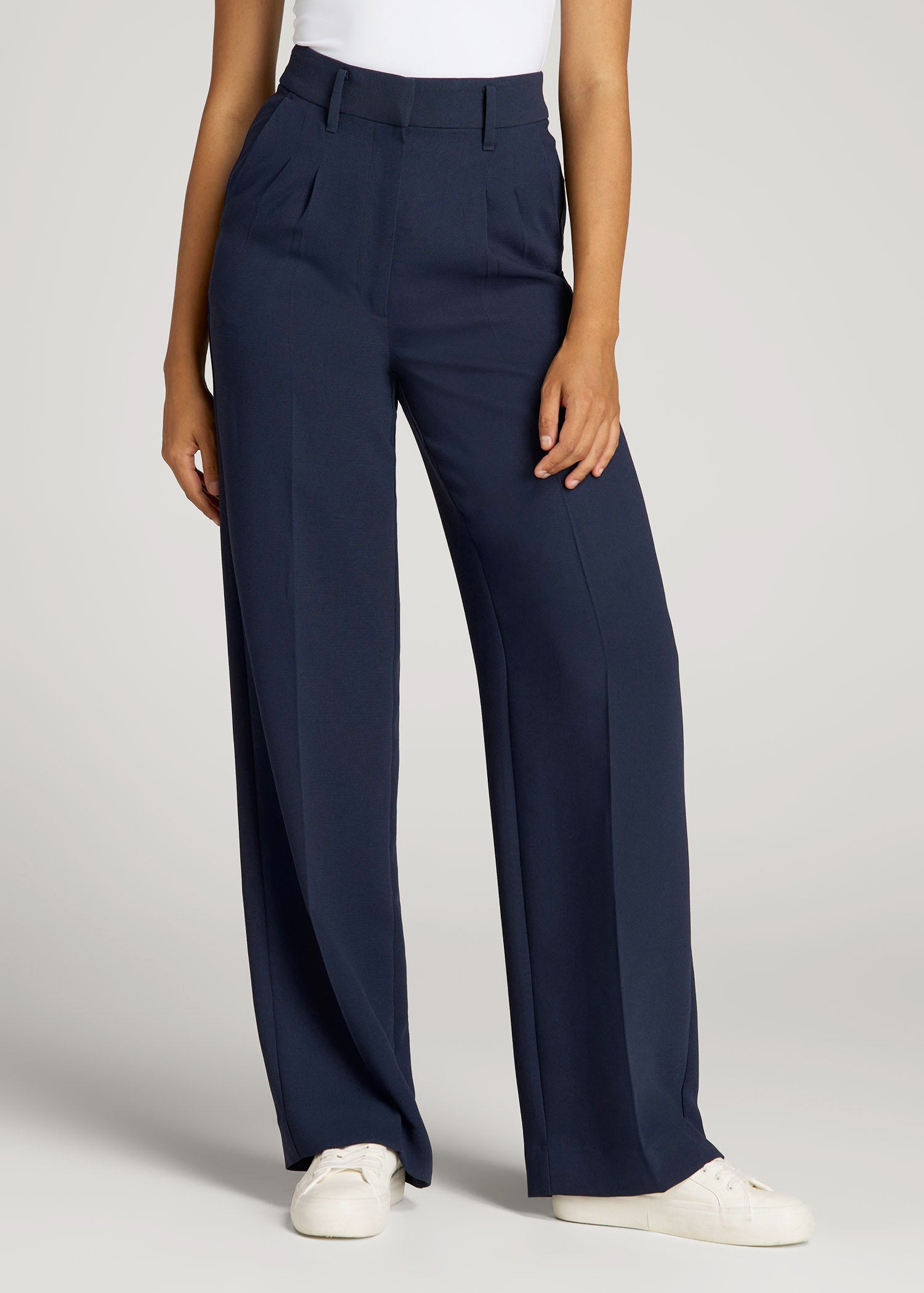 Pleated WIDE Leg Dress Pants for Tall Women in Navy 18 / Extra Tall / Navy