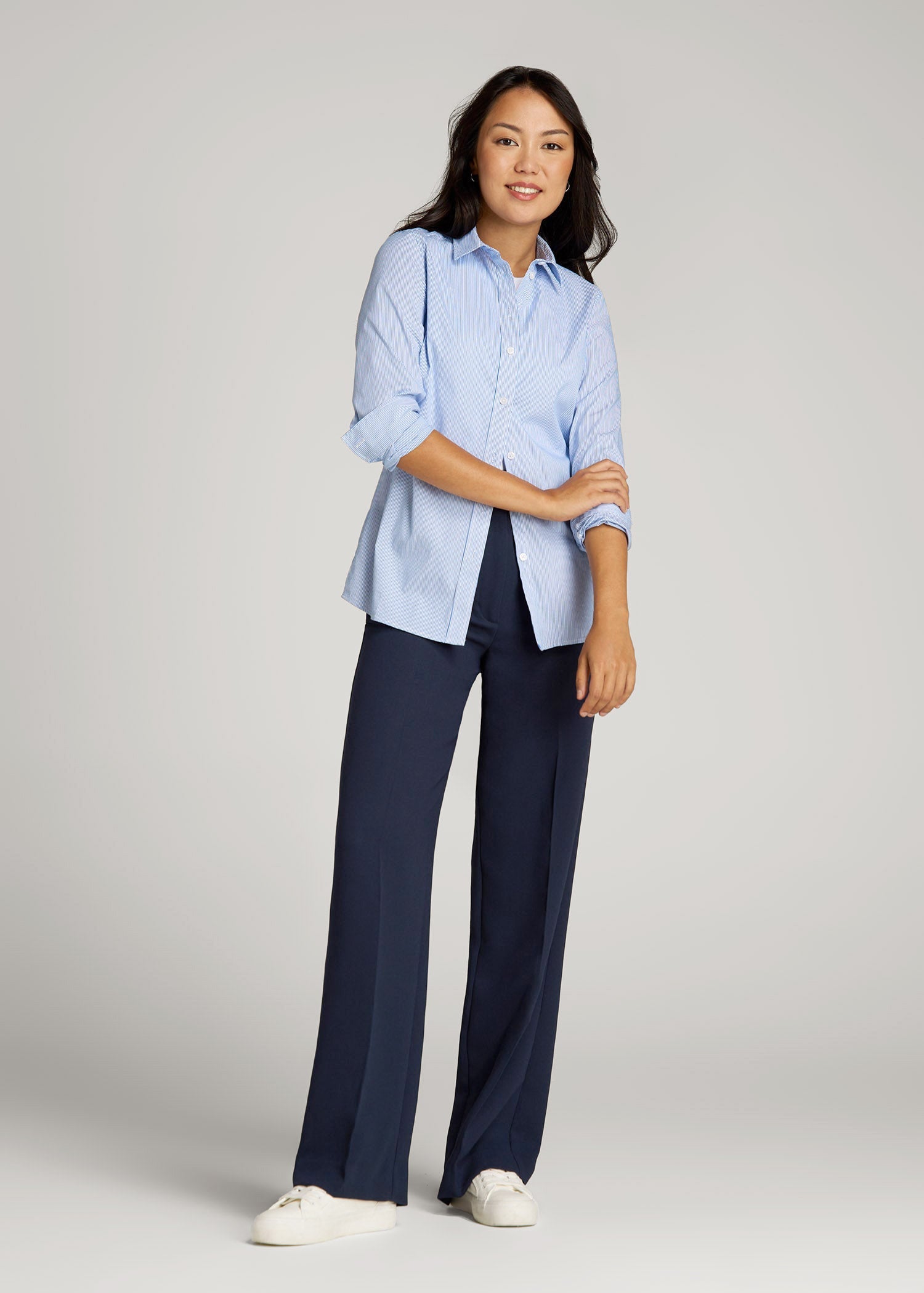 Pleated WIDE Leg Dress Pants for Tall Women in Navy