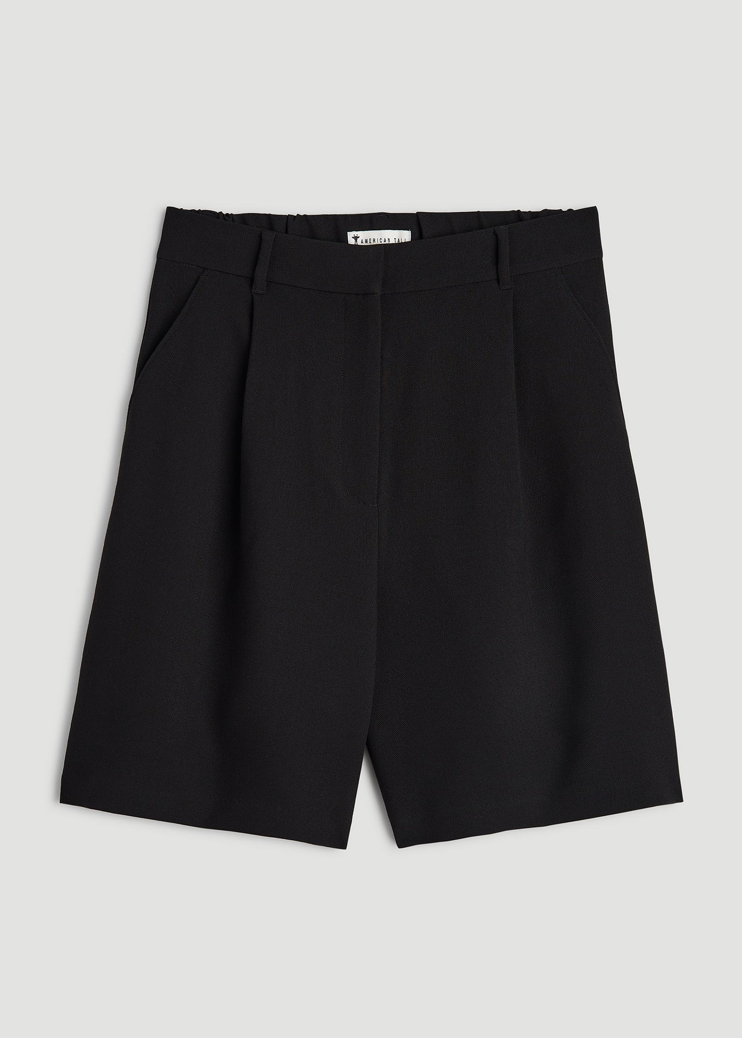 Pleated Tailored Shorts for Tall Women in Black