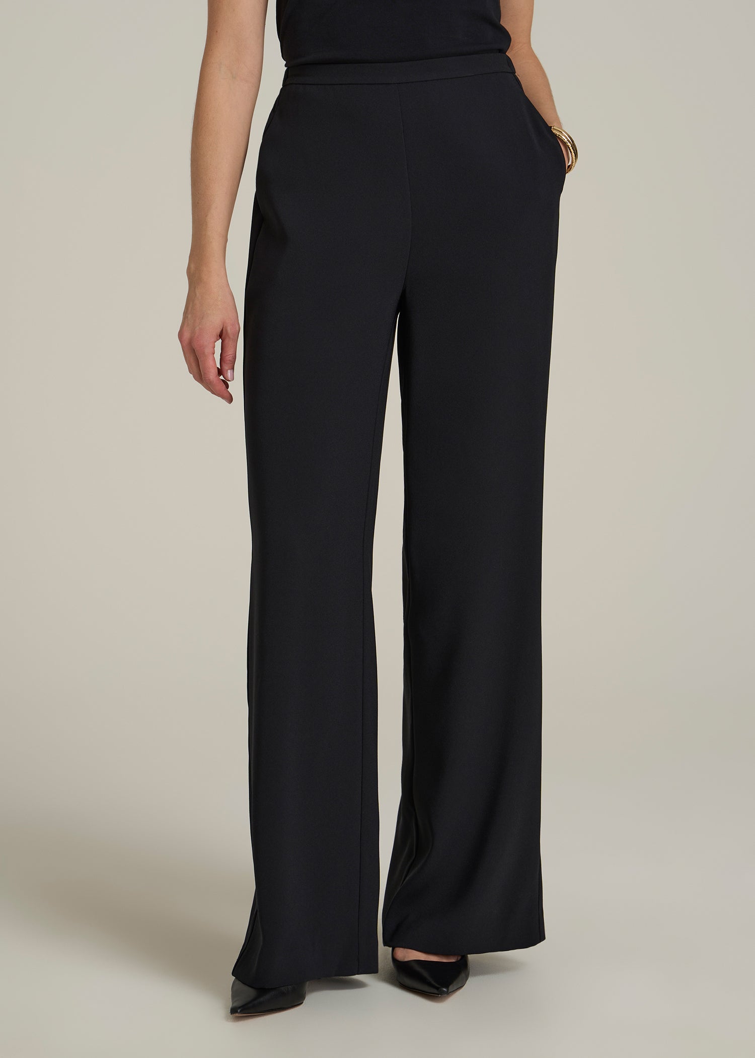 Pull-On Crepe Ultra Wide Pants for Tall Women | American Tall
