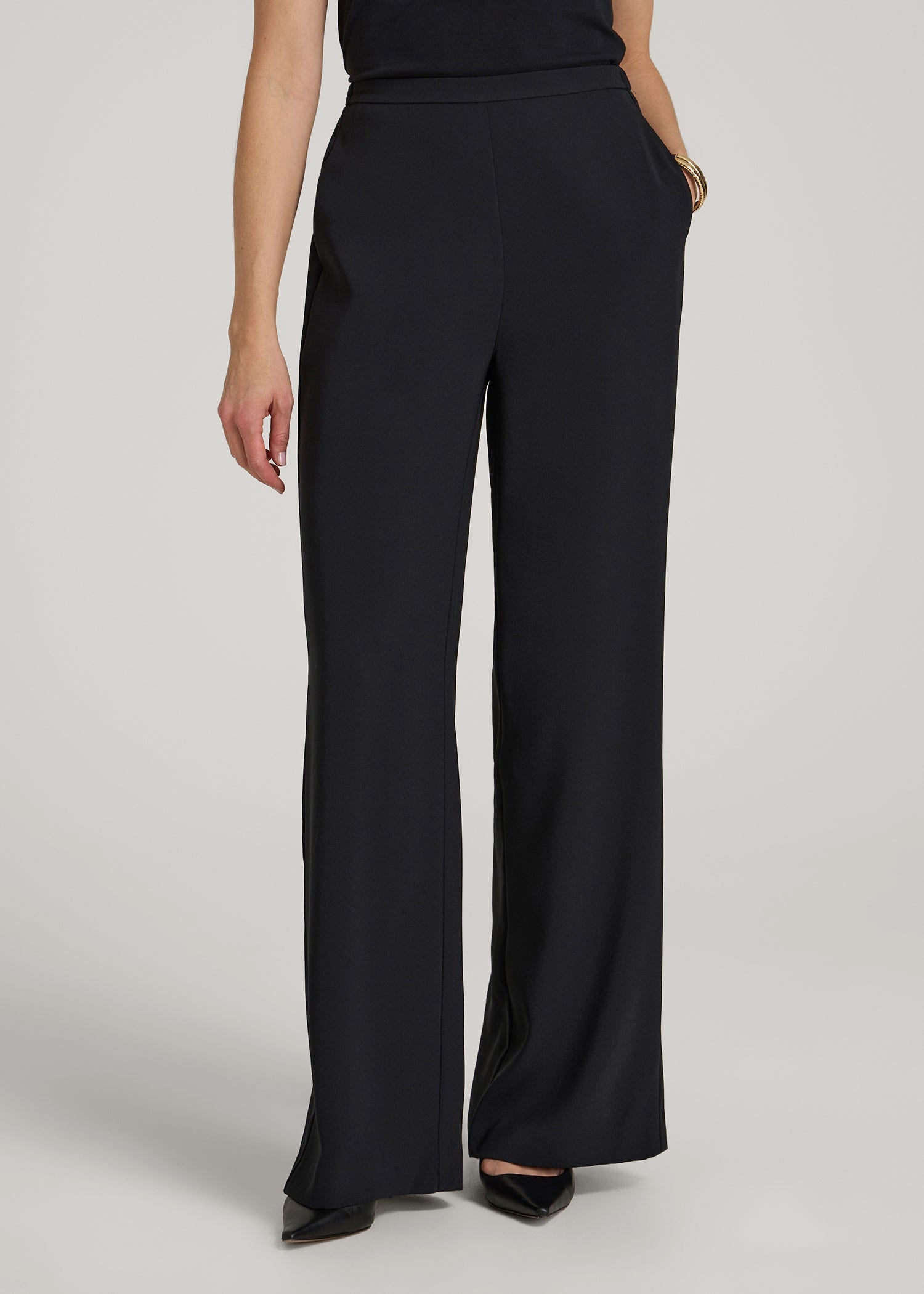 black crepe dress pants ladies Kasper Womens Straight Leg Dress Pants, Black, 16