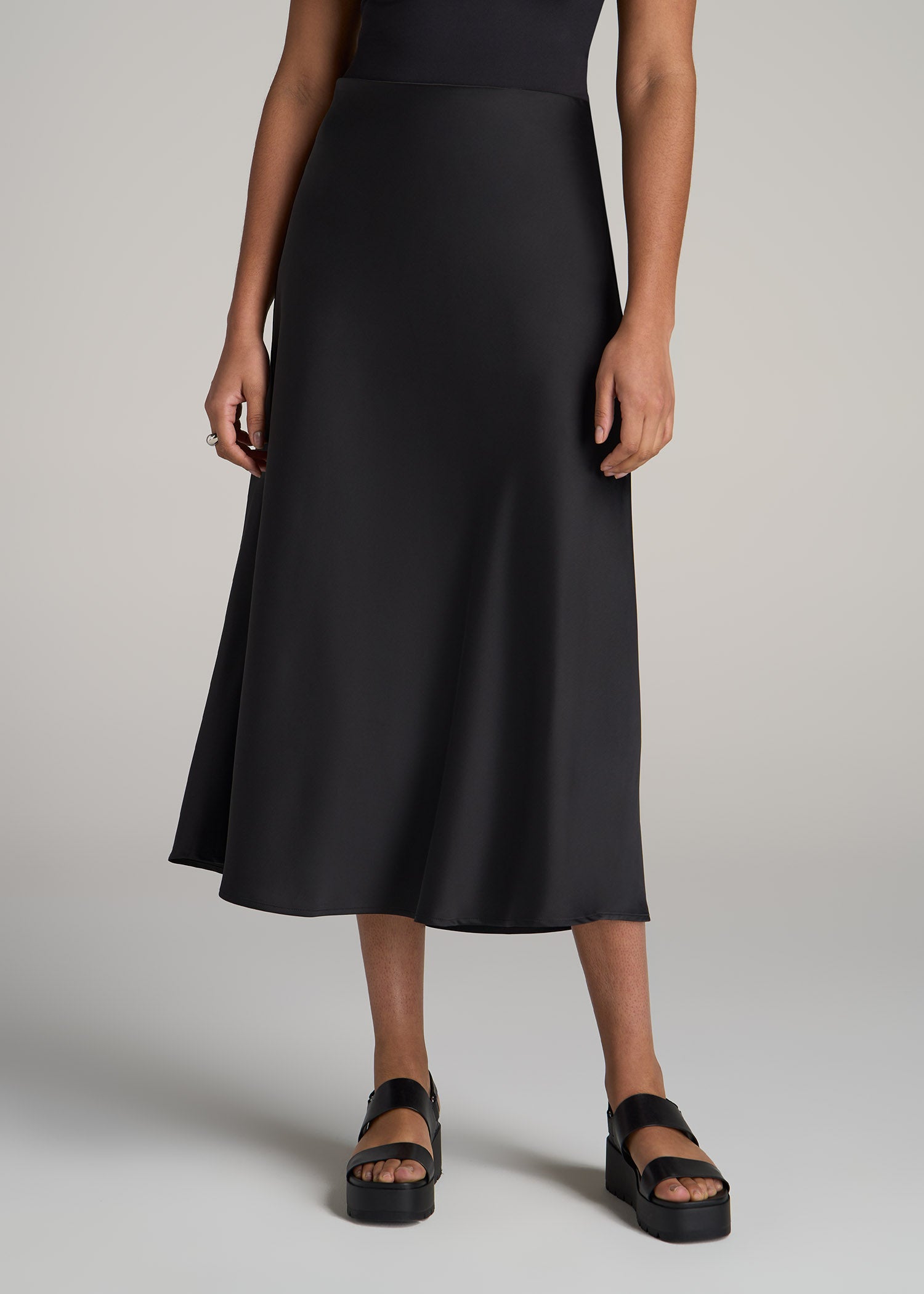 Pull On Satin Midi Skirt for Tall Women American Tall
