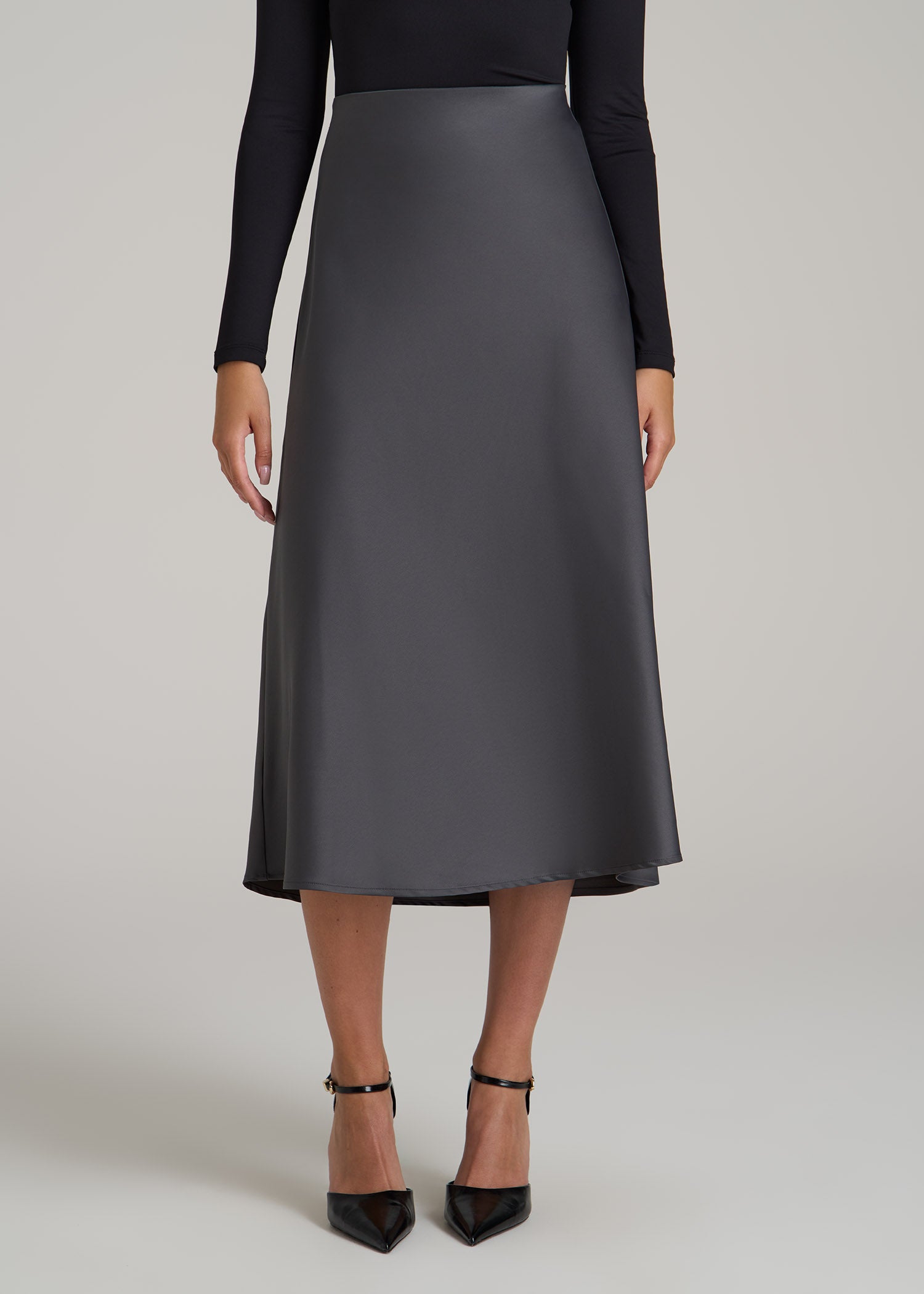 Pull On Satin Midi Skirt for Tall Women American Tall