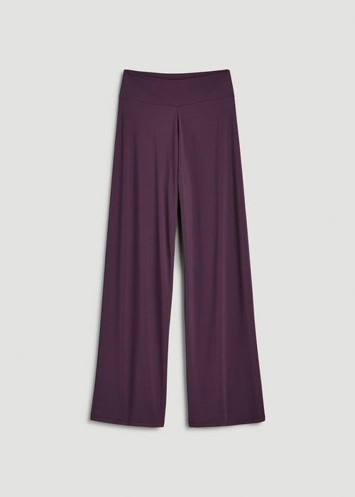 Pull-On Breezy Wide Leg Pants for Tall Women in Aubergine