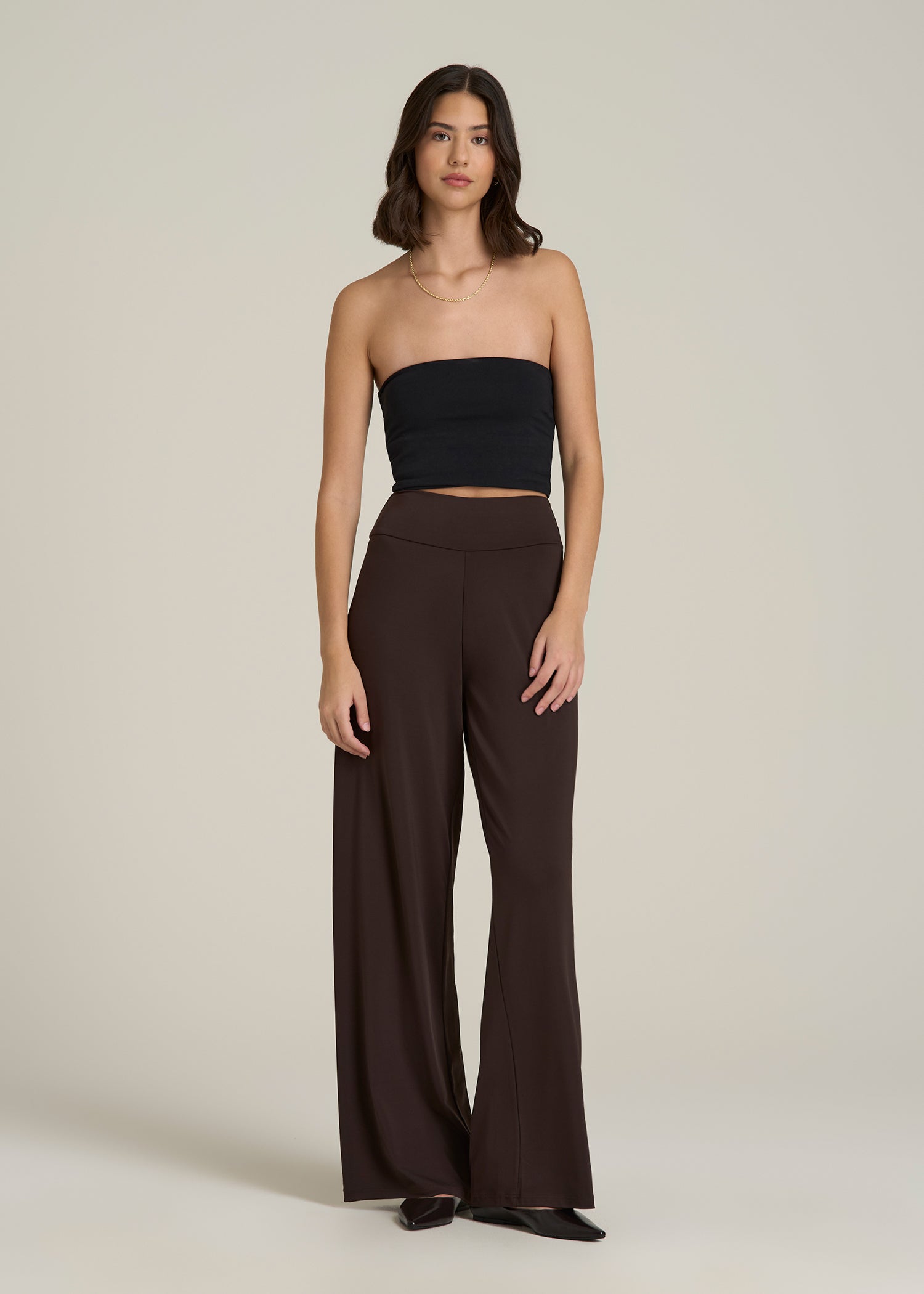 Pull On Breezy Wide Leg Pants for Tall Women in Espresso