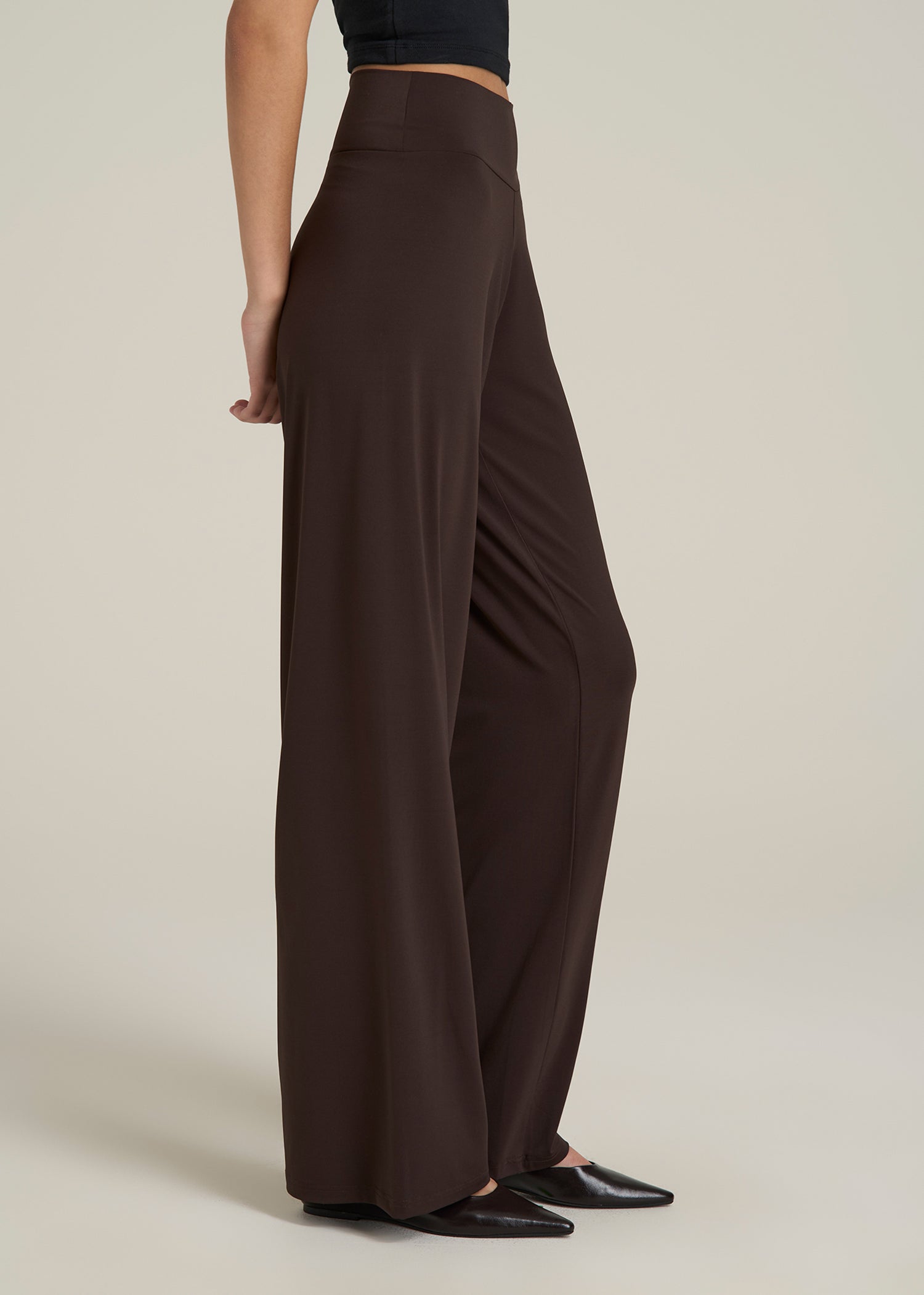Pull On Breezy Wide Leg Pants for Tall Women in Espresso