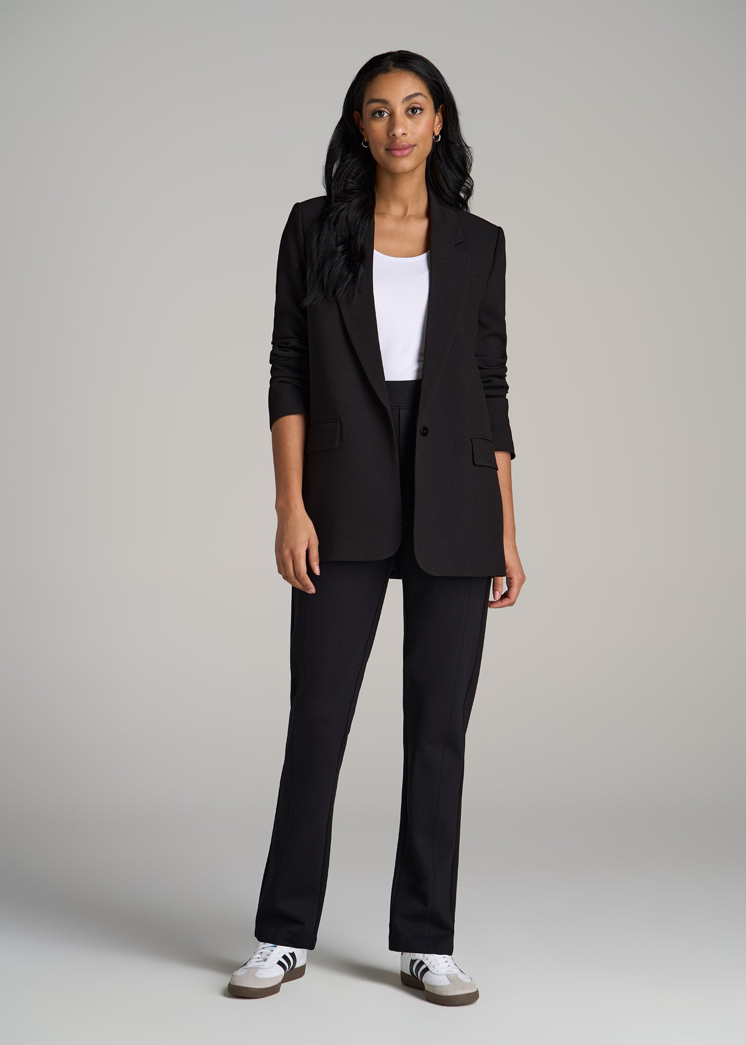 Pull-On Slim Dress Pants for Tall Women in Black
