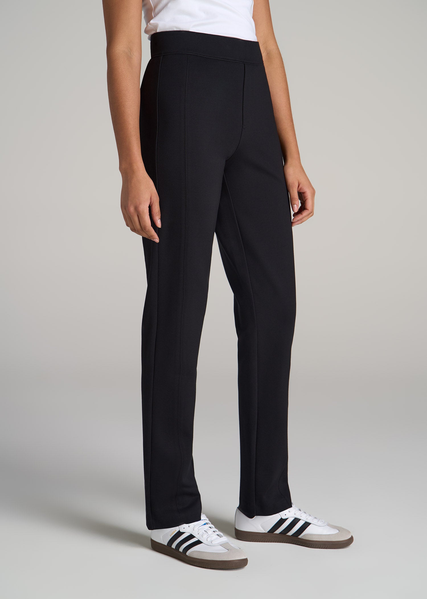 Pull-On Slim Dress Pants for Tall Women in Black