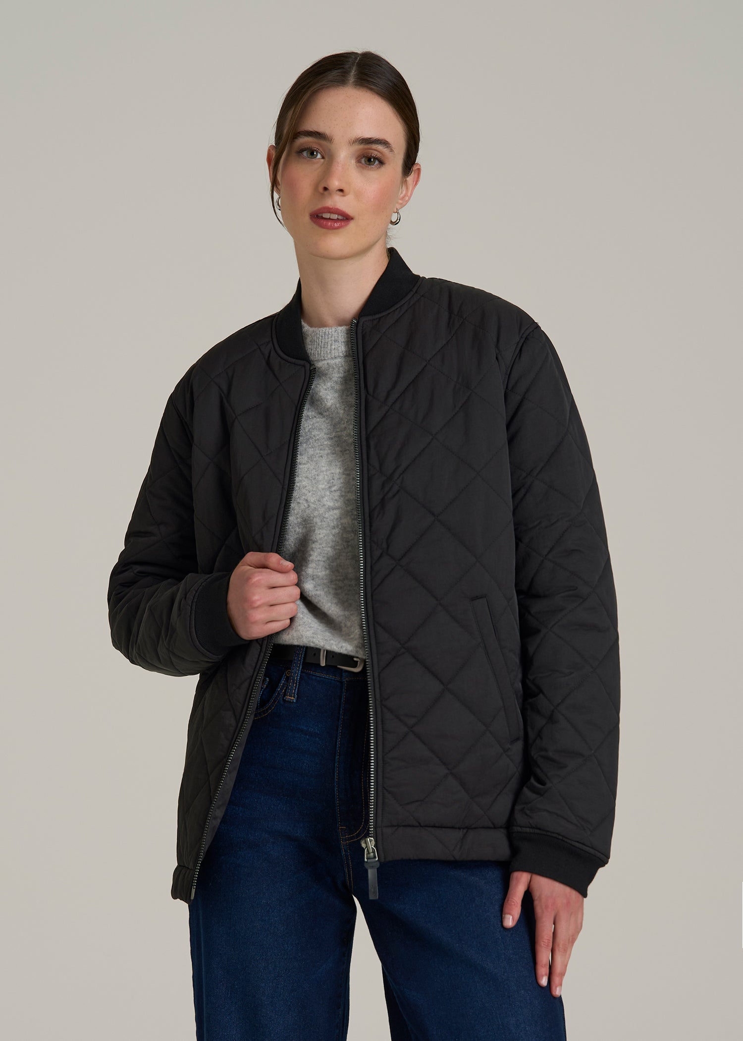 Quilted Jacket for Tall Women in Black