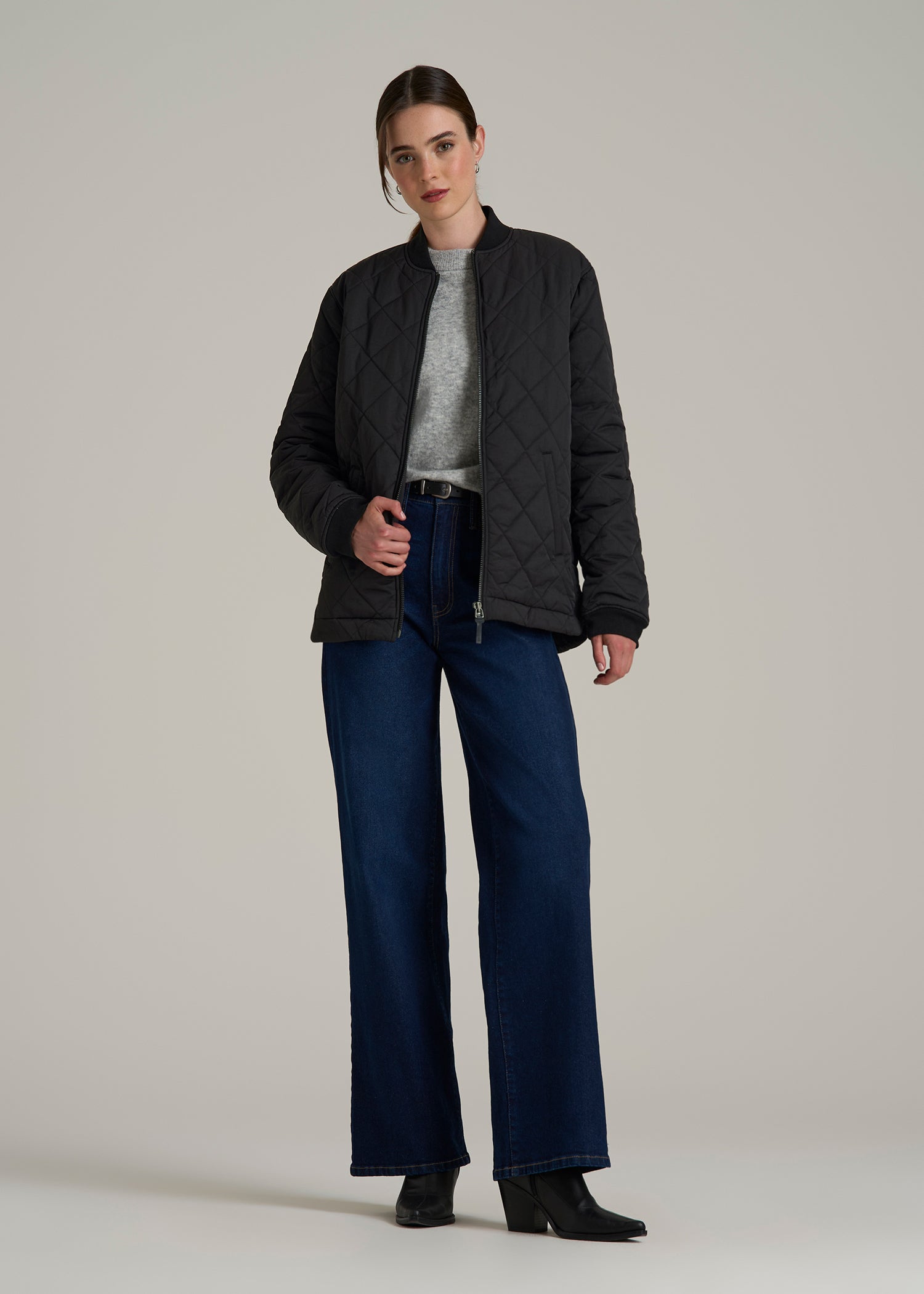 Quilted Jacket for Tall Women in Black