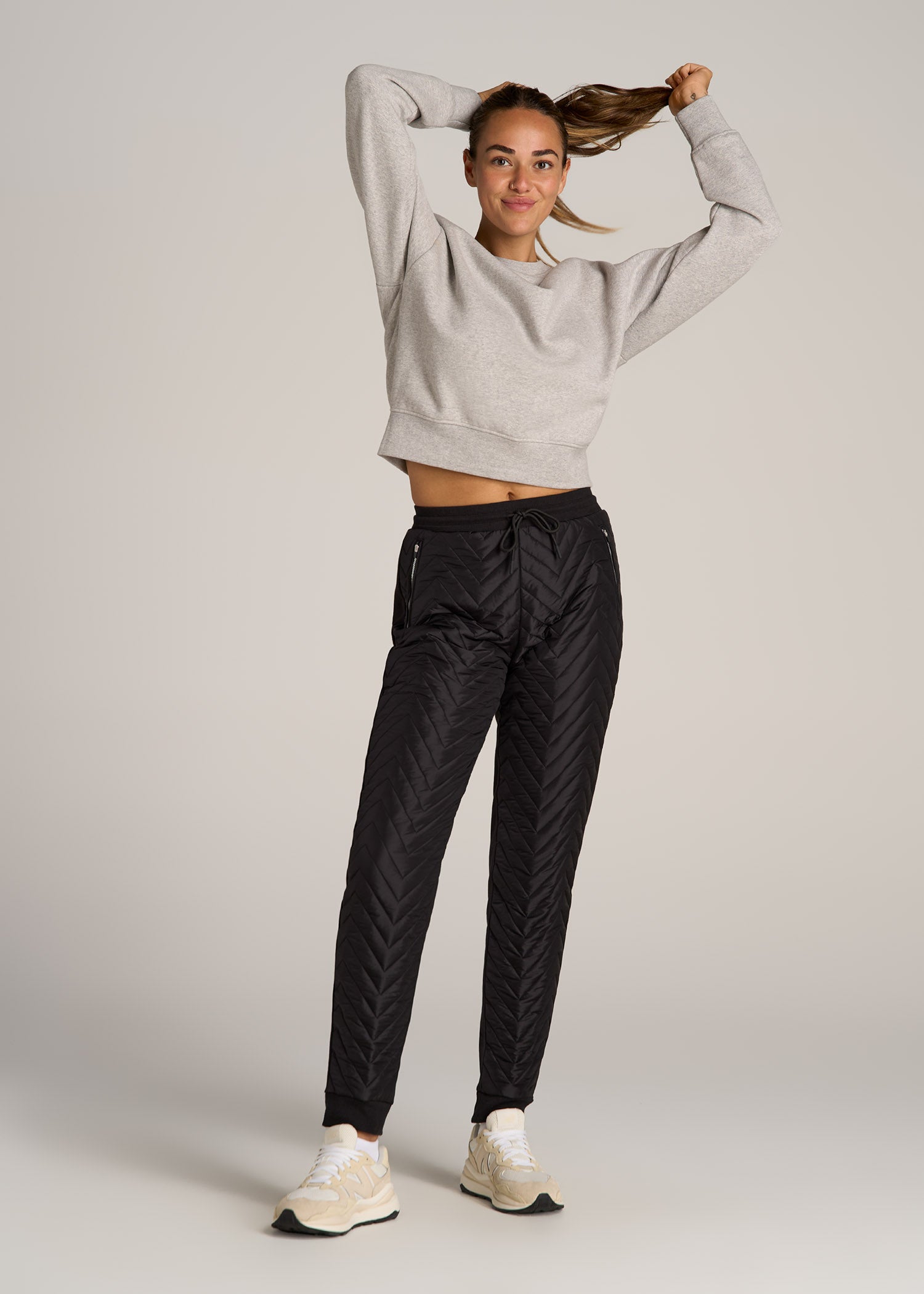 Quilted Joggers for Tall Women in Black