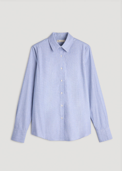 Regular Fit Dress Shirt for Tall Women in Chambray Blue