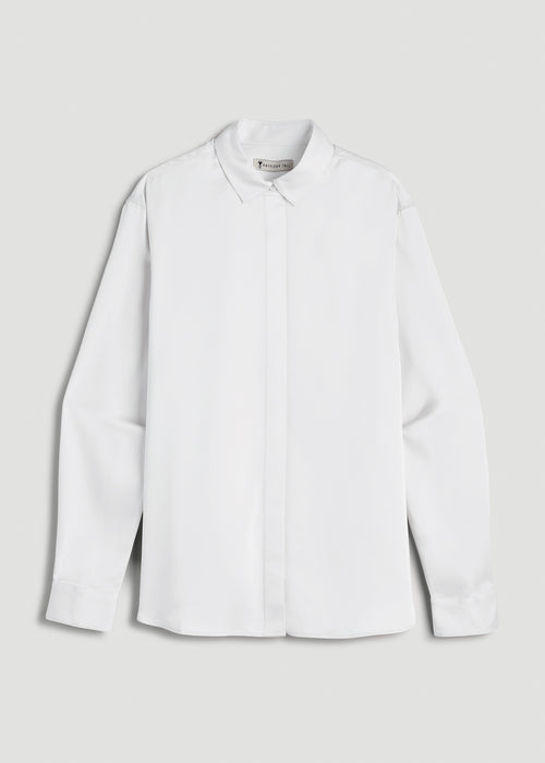 Relaxed Button Up Blouse in Pearl White