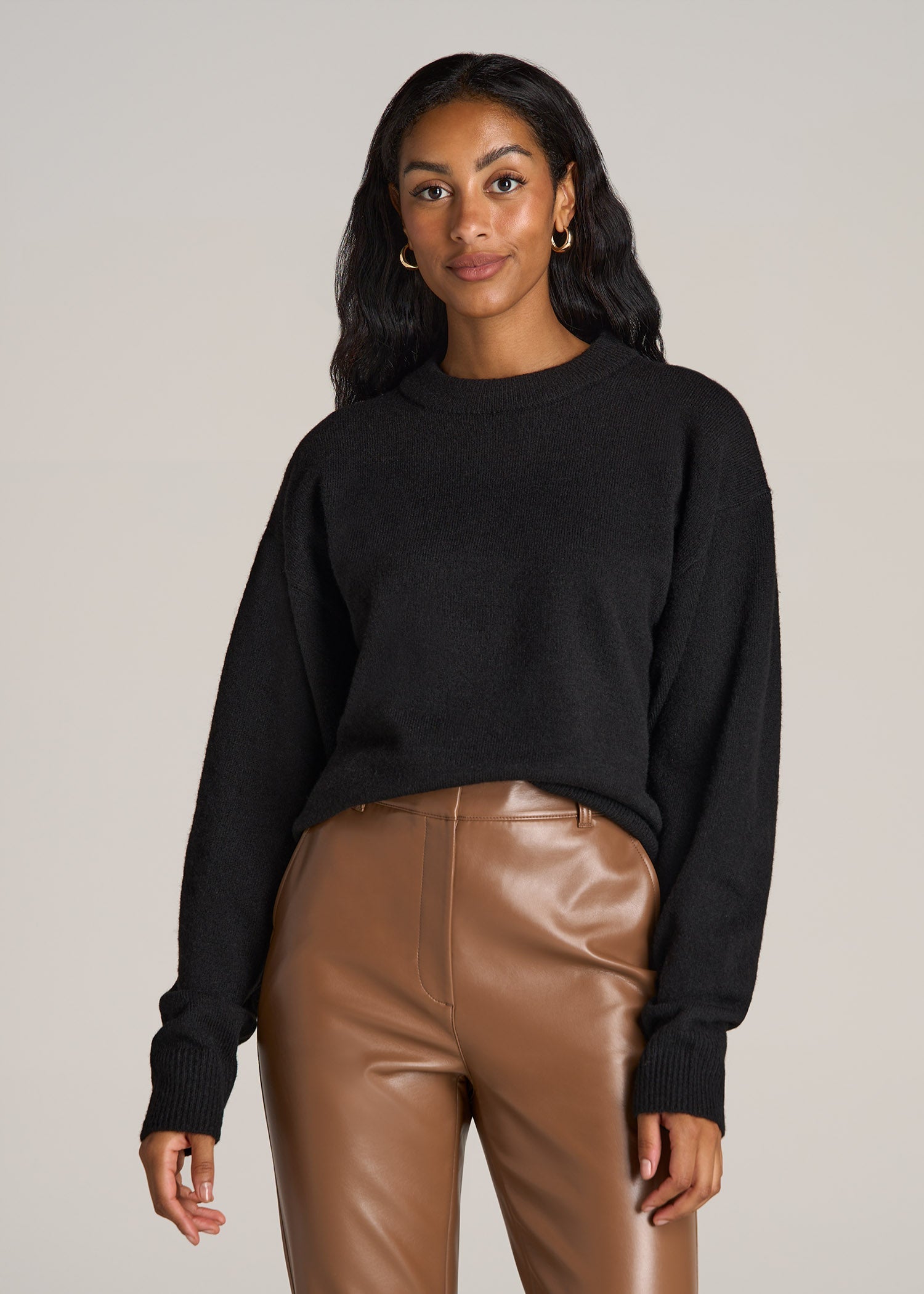 Relaxed Crewneck Wool Blend Tall Women's Sweater | American Tall