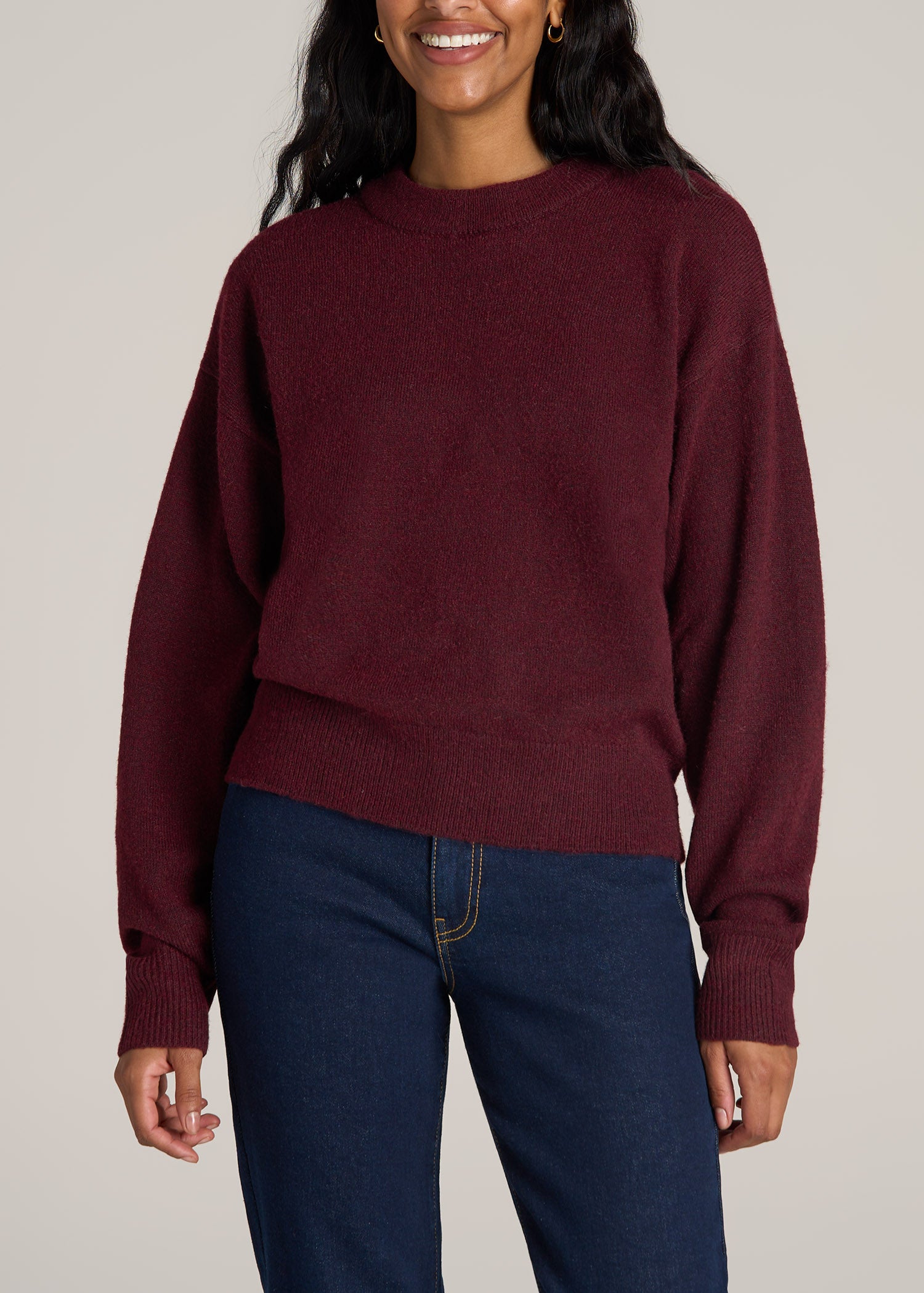 Knox Rose Women's Plus Size Crewneck Pointelle Sweater (Cherry Red, 2X) at   Women's Clothing store