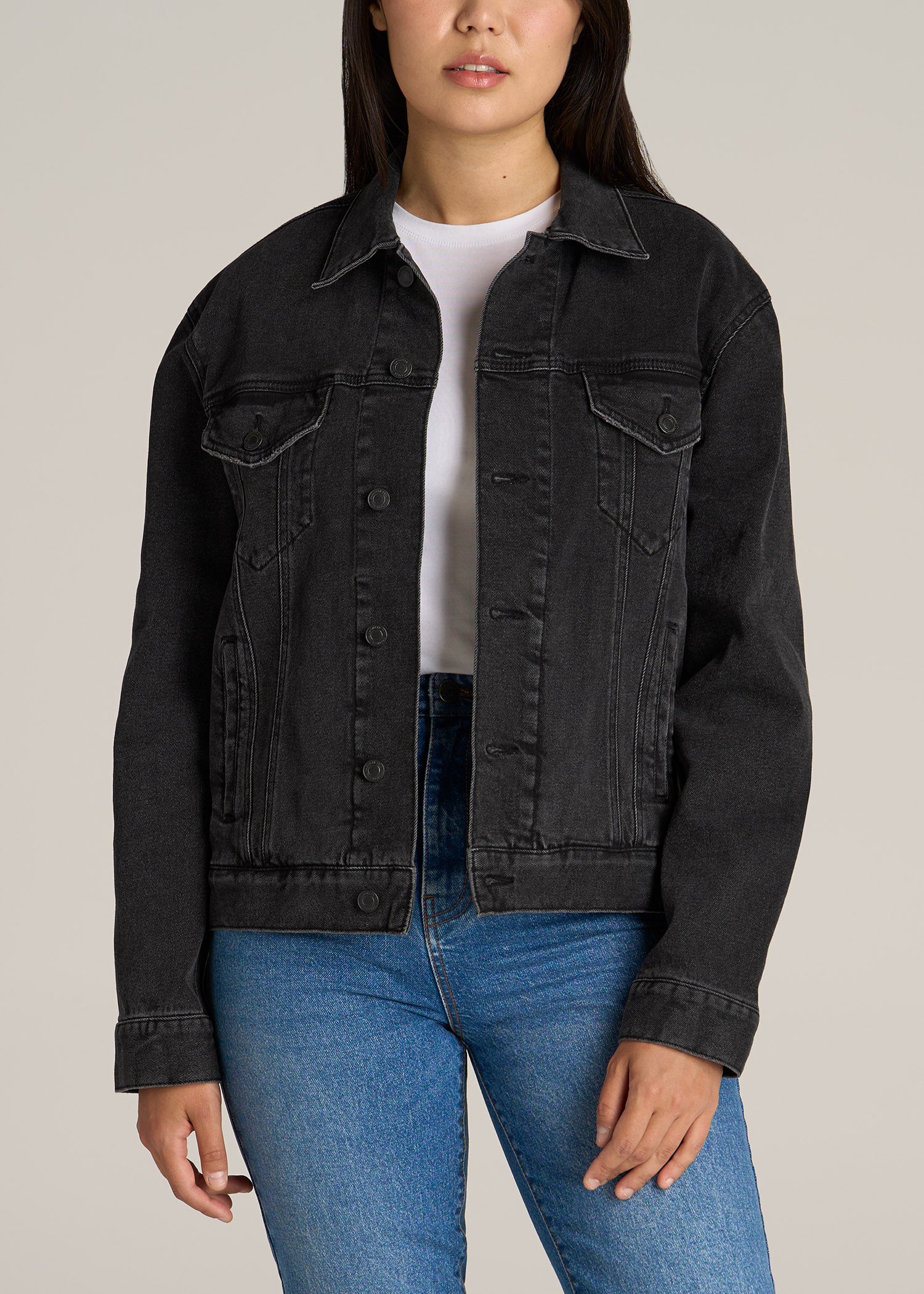 Black Leather Denim Jacket - Rugged & Iconic.