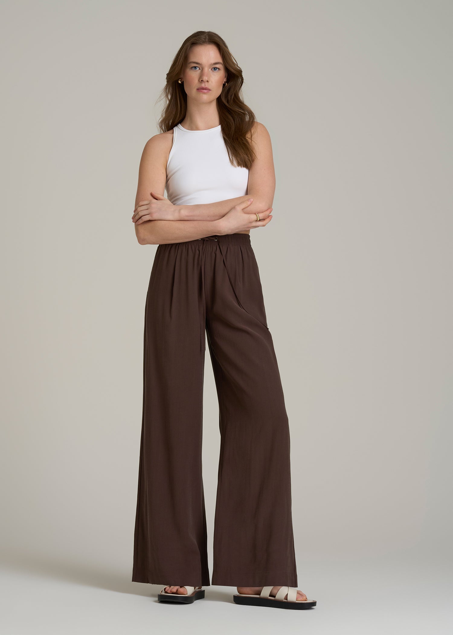 Relaxed Pull-On Pants for Tall Women in Espresso