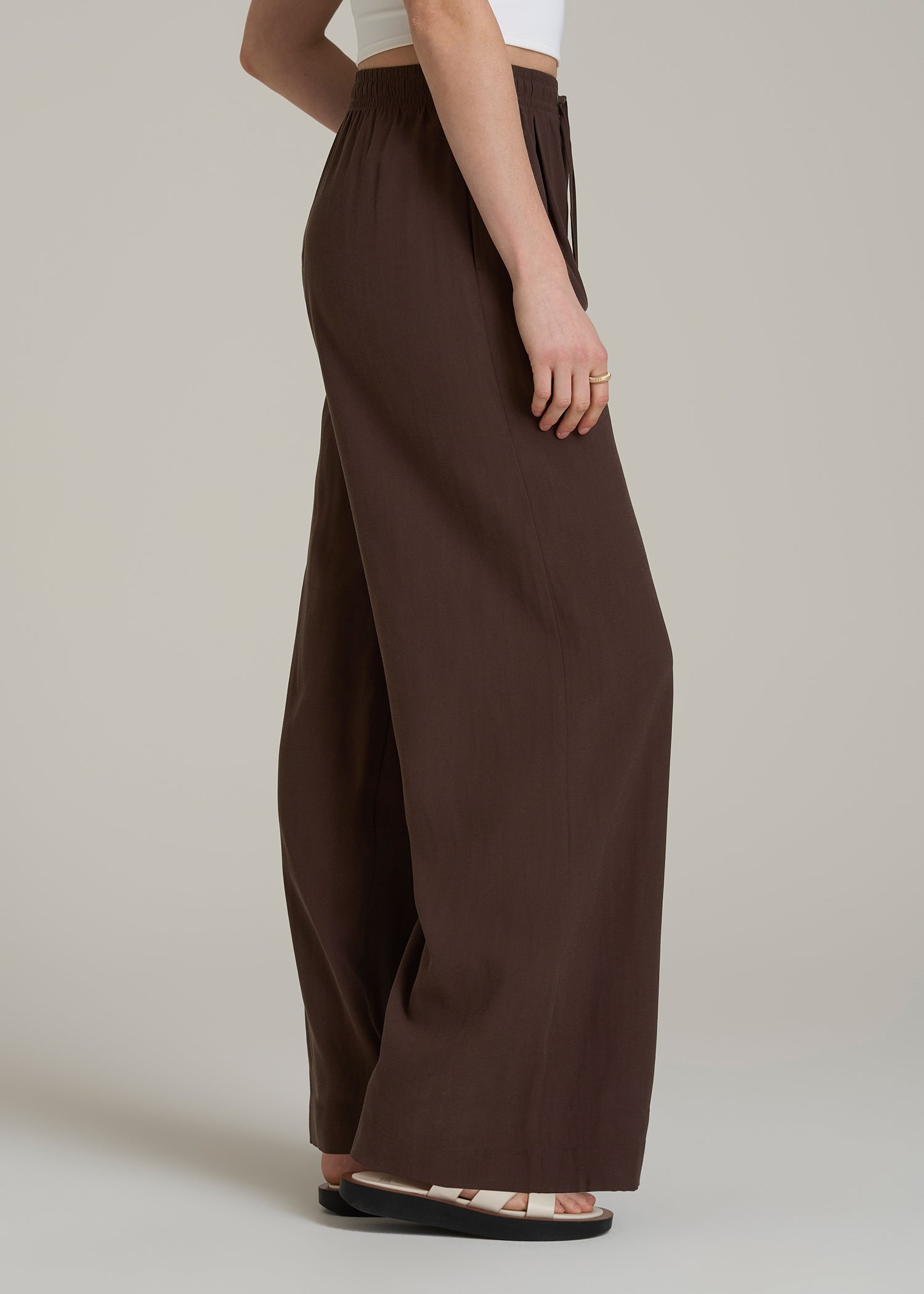 Relaxed Pull-On Pants for Tall Women in Espresso