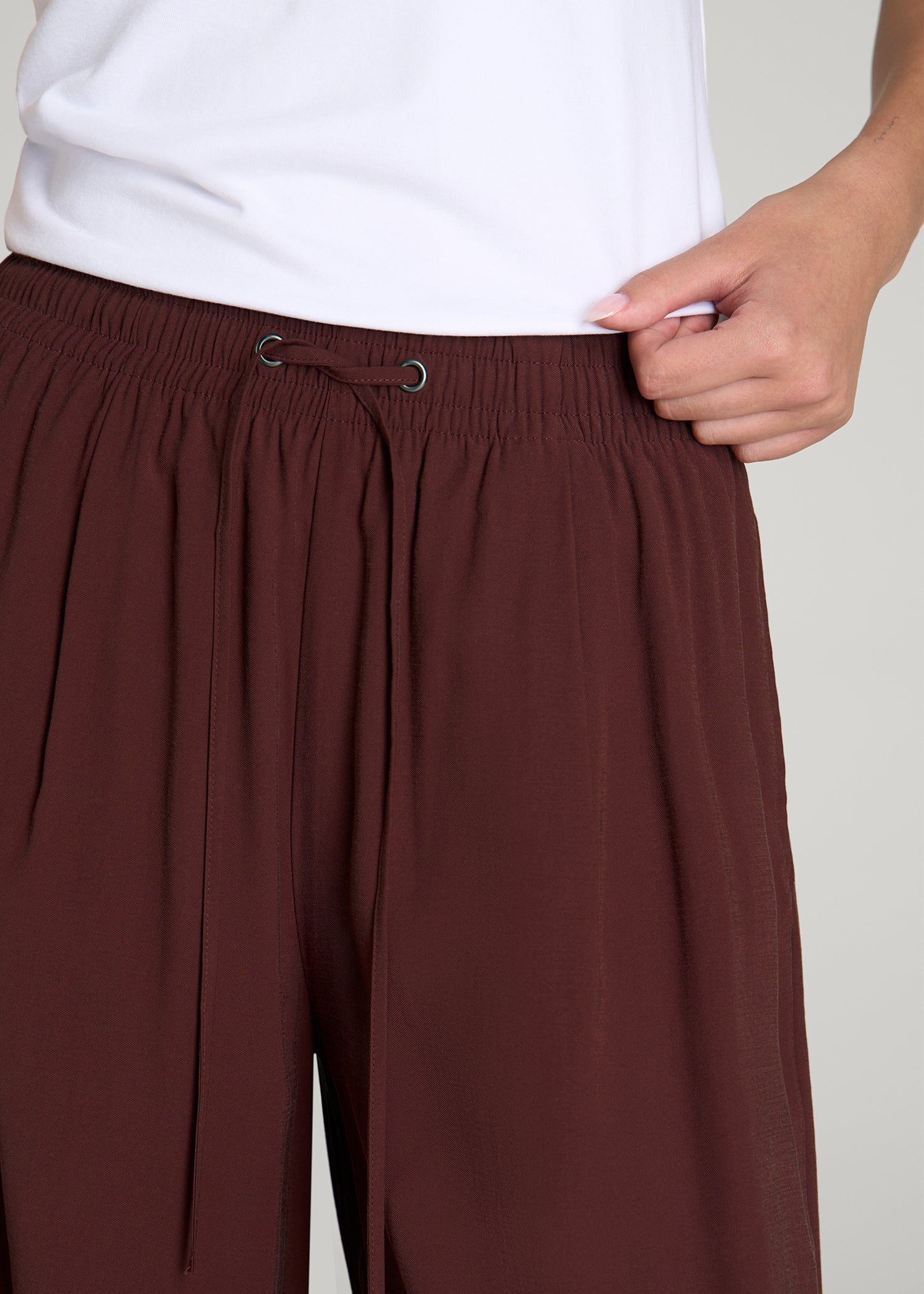 Relaxed Pull-On Pants for Tall Women in Rum Raisin