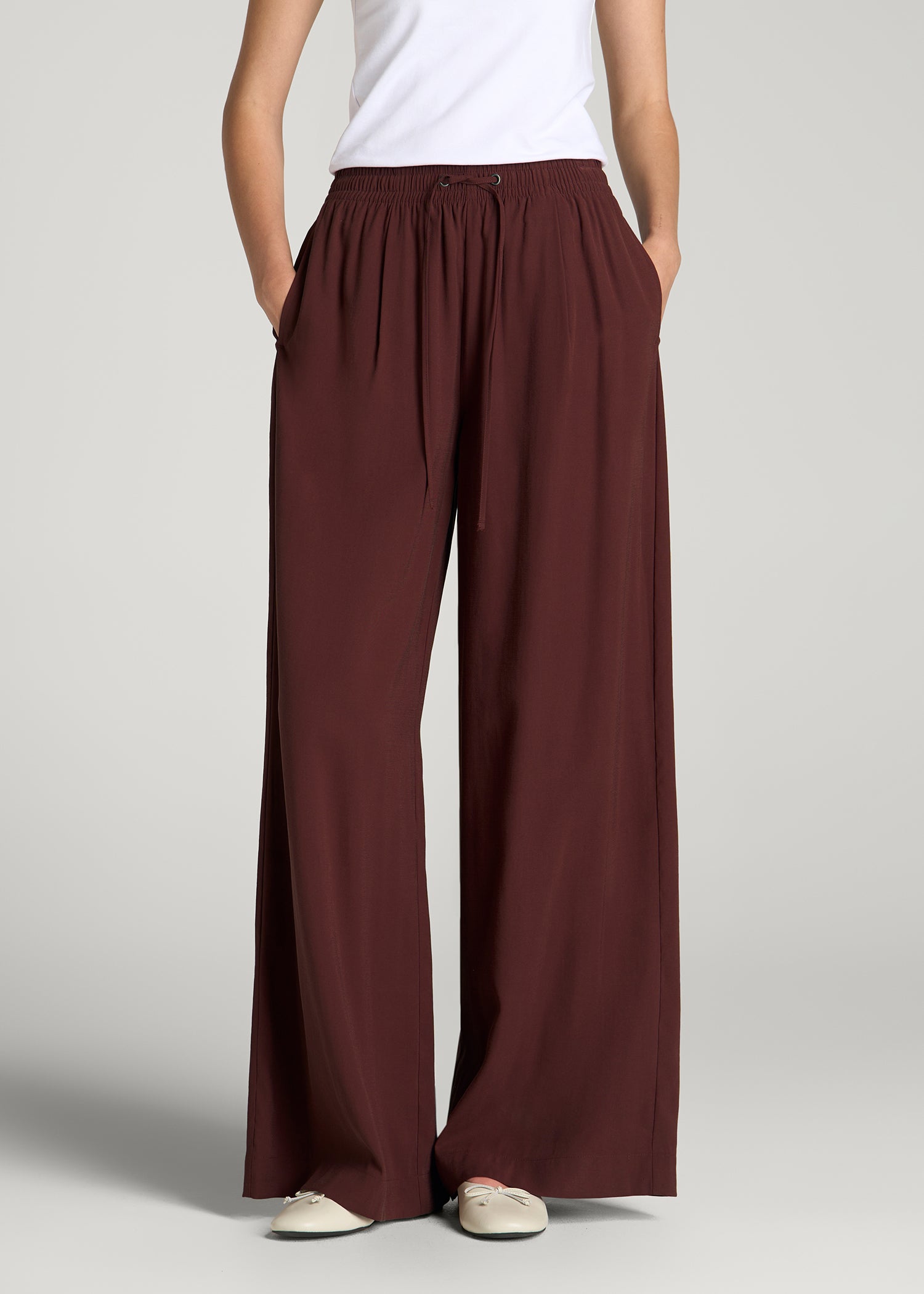 Relaxed Pull-On Pants for Tall Women in Rum Raisin