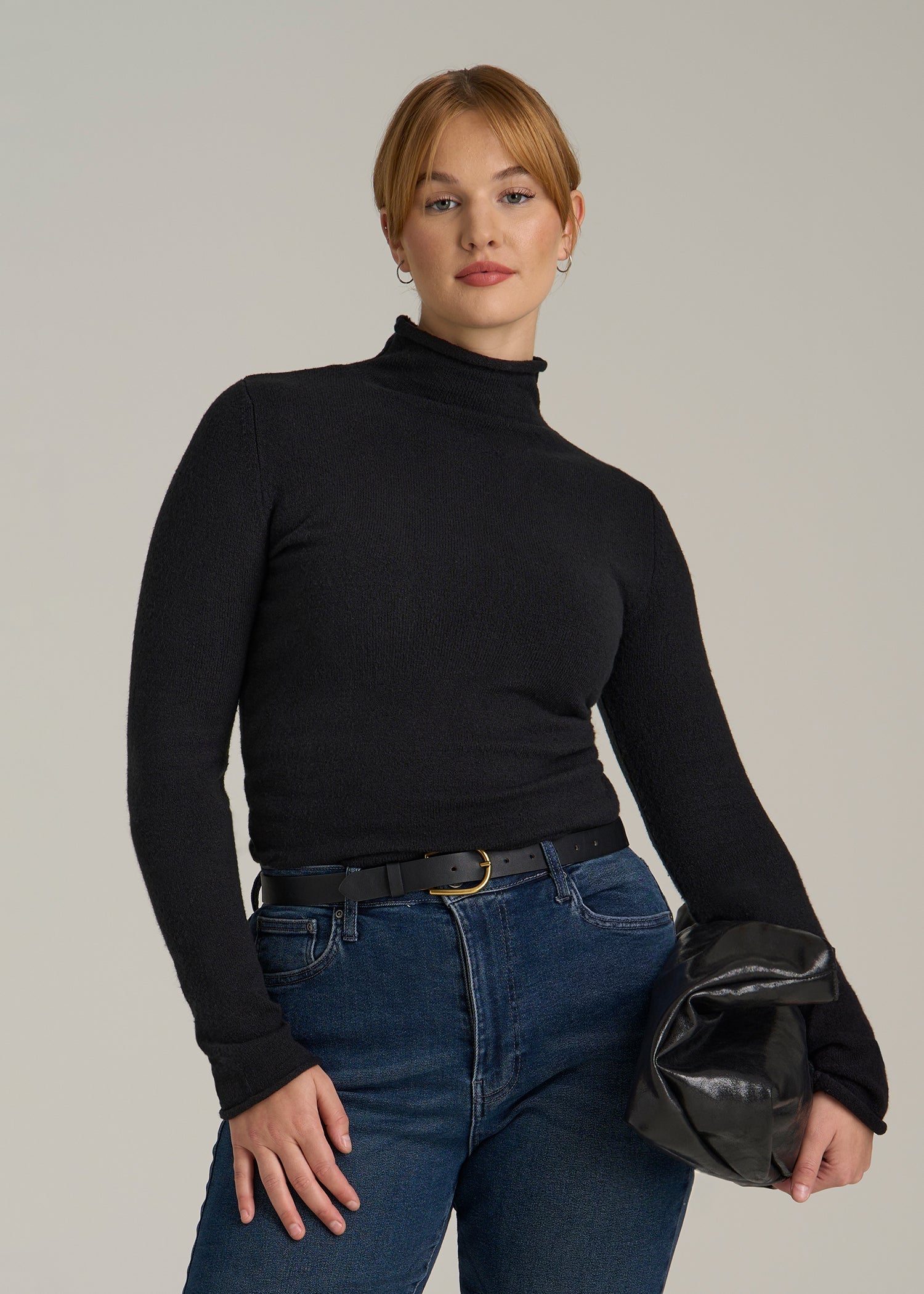 Rolled Mock Neck Sweater for Tall Women American Tall