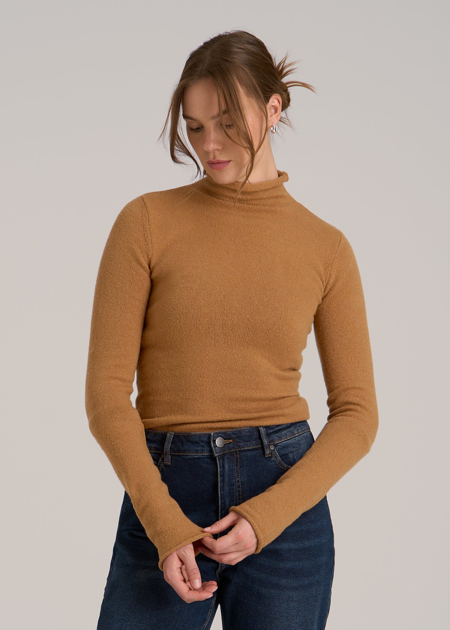 Rolled Mock Neck Sweater for Tall Women American Tall