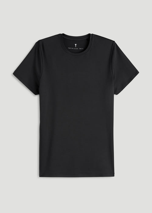 Short Sleeve Crewneck Tee for Tall Women in Black