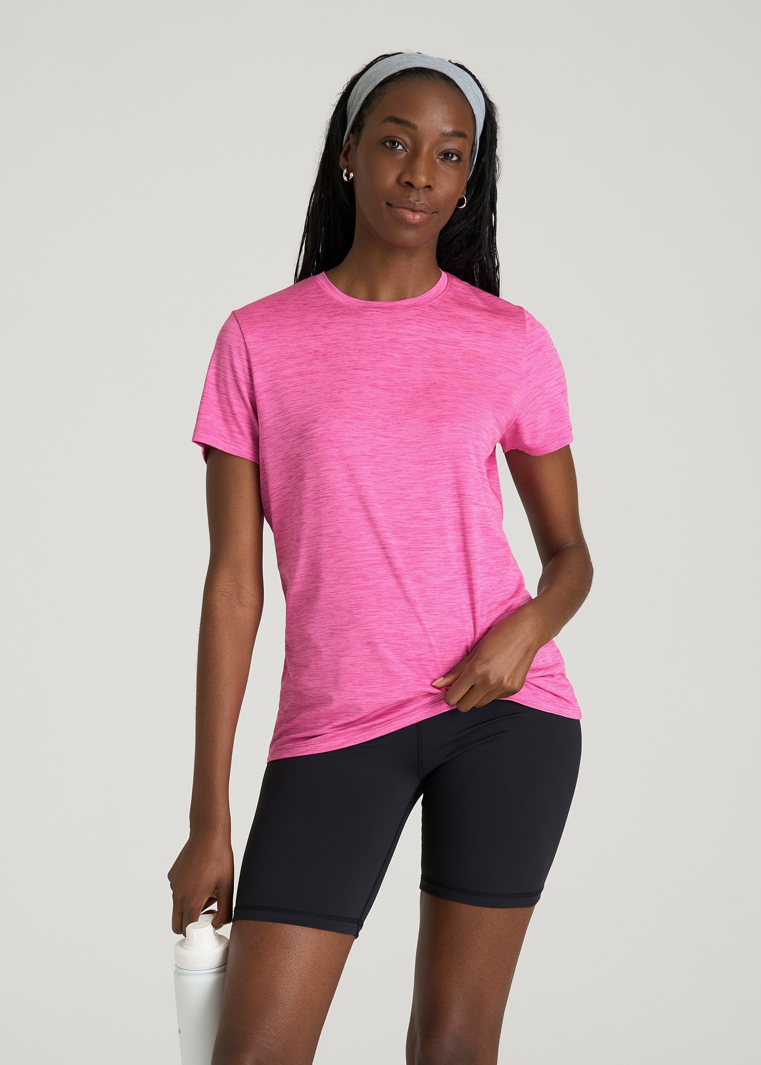 Short Sleeve Crewneck Tee for Tall Women in Magenta Mix