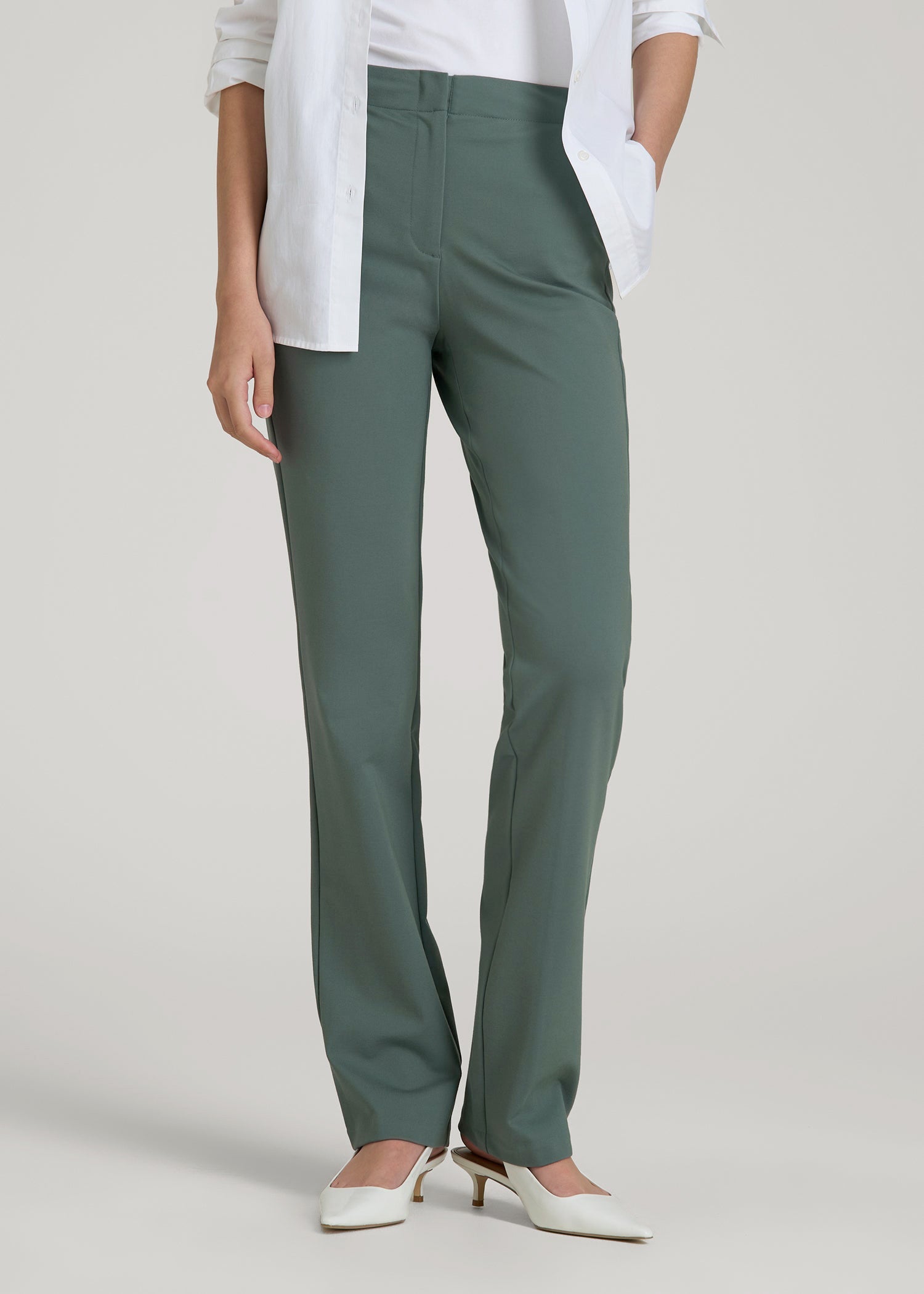 Freedom Flex Slim Straight Leg Dress Pants for Tall Women in Balsam Green 18 / Tall / Balsam Green Freedom Flex Slim Straight Leg Dress Pants for Tall Women in Balsam Green 18 / Tall / Balsam Green
