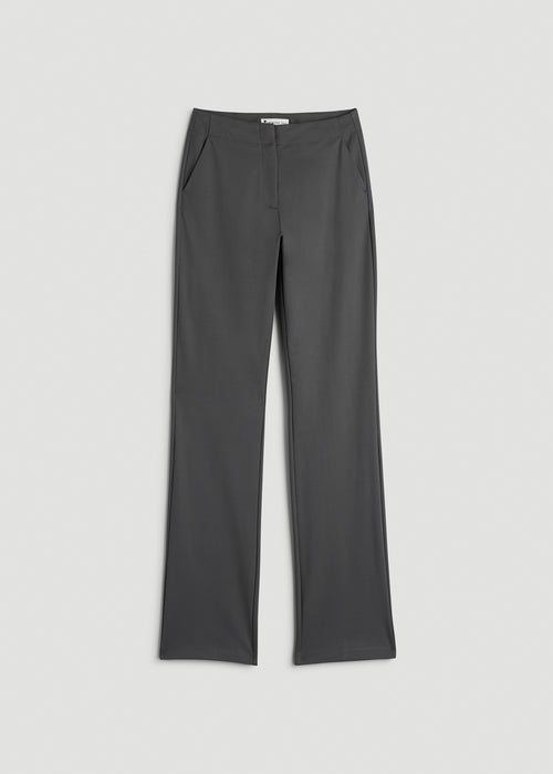 Slim Straight Leg Dress Pants for Tall Women in Slate