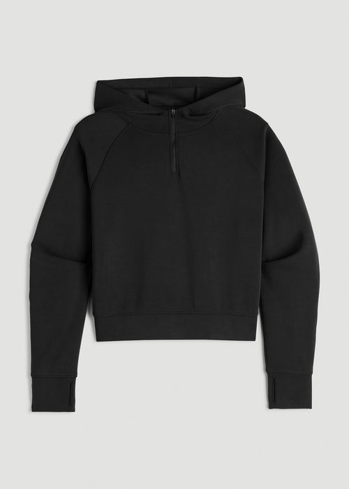 Soft Motion Cropped Zip Up Hoodie for Tall Women in Black