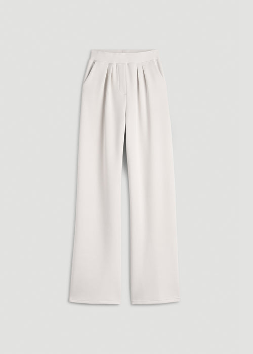 Soft Motion Pleated Wide Leg Pant for Tall Women in White Sand
