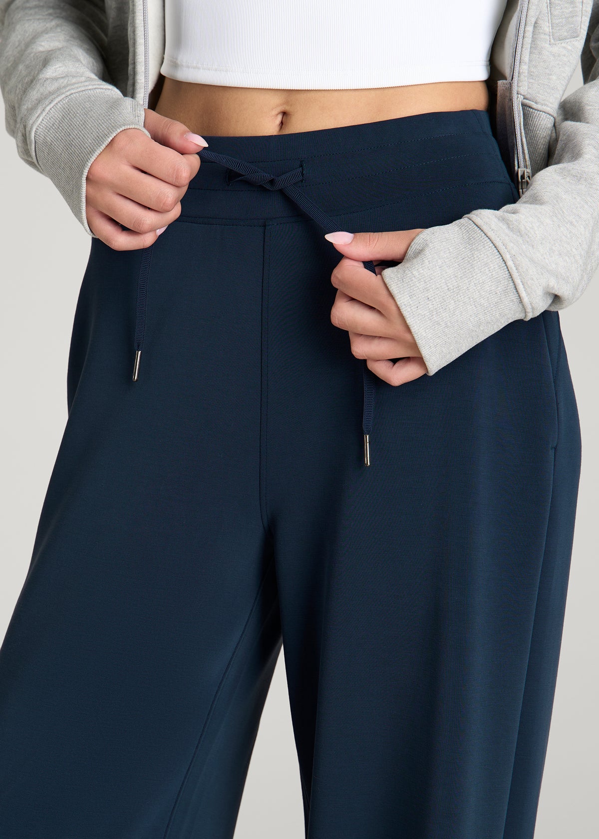 Soft Motion Pull-On Tie Waist Pants for Tall Women in Navy