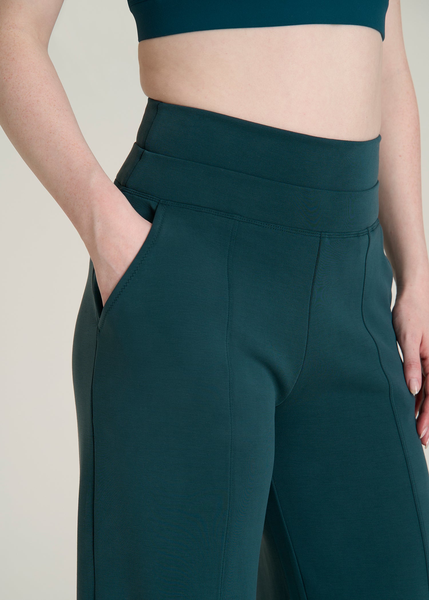 Soft Motion Wide Leg Ultra High Rise Pant for Tall Women in Deep Teal