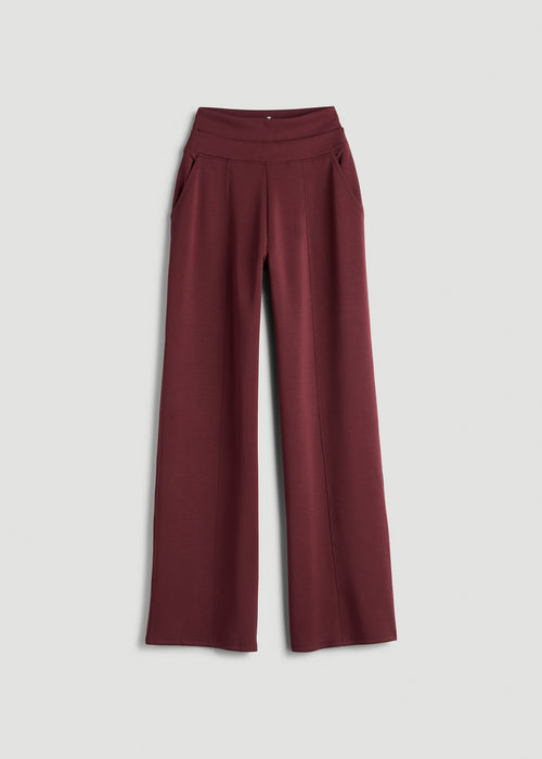 Soft Motion Wide Leg Ultra High Rise Pant for Tall Women in Tawny Port