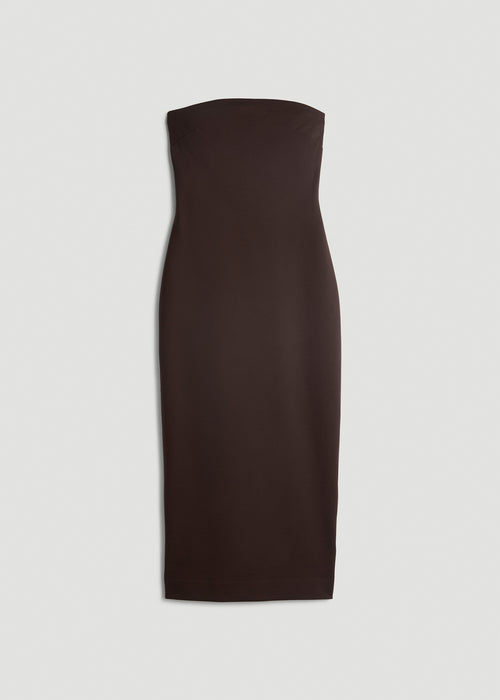 Soft Flex Ponte Fitted Bustier Dress for Tall Women in Espresso