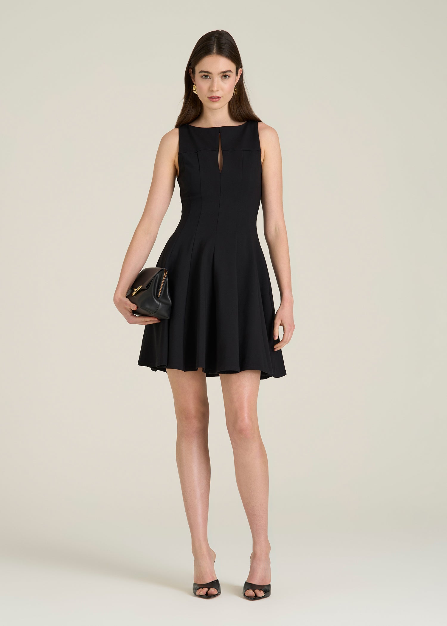 Soft Flex Ponte Mini Babydoll Dress for Tall Women in Black