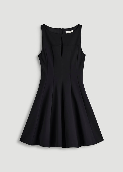 Soft Flex Ponte Mini Babydoll Dress for Tall Women in Black