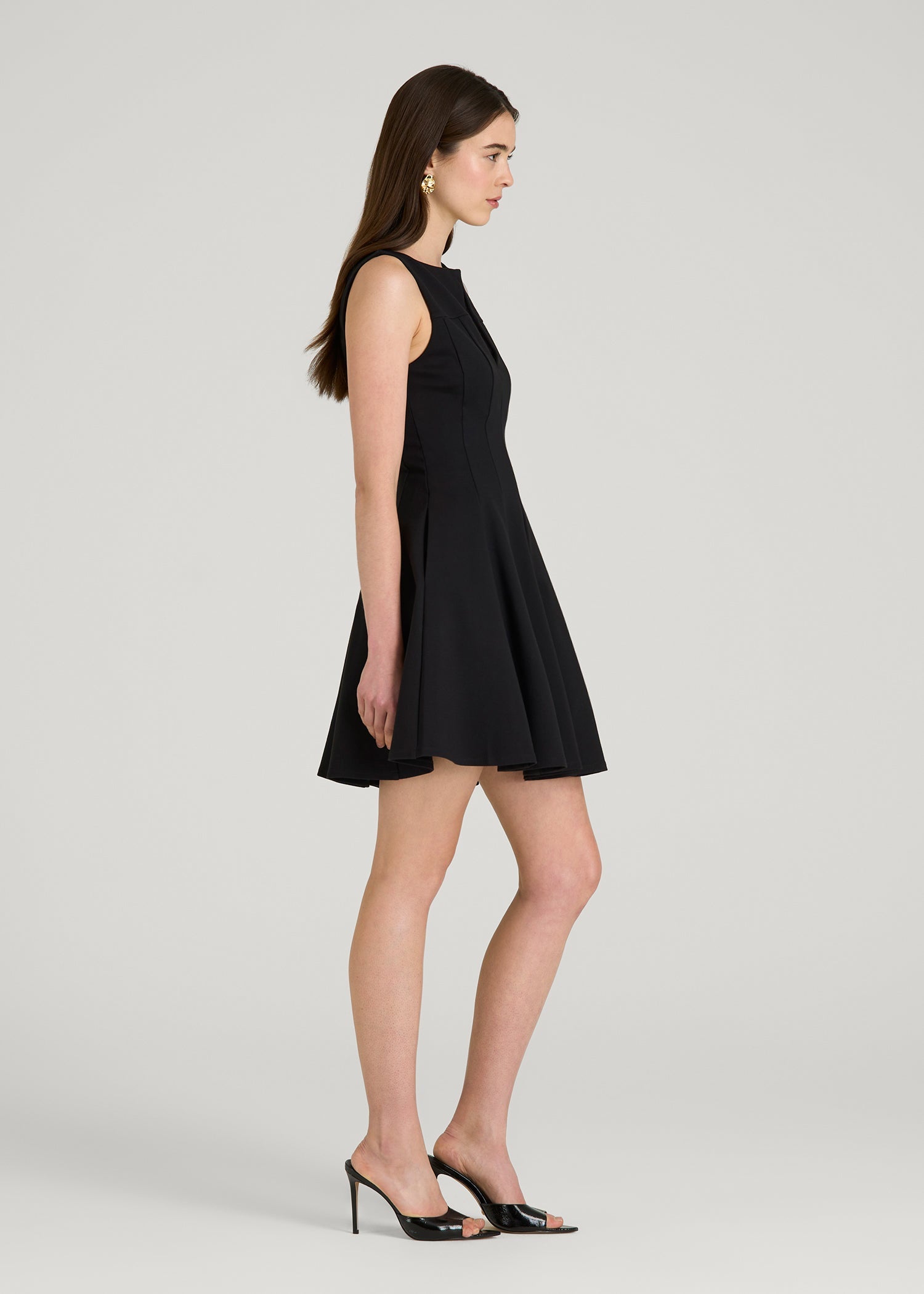 Soft Flex Ponte Mini Babydoll Dress for Tall Women in Black