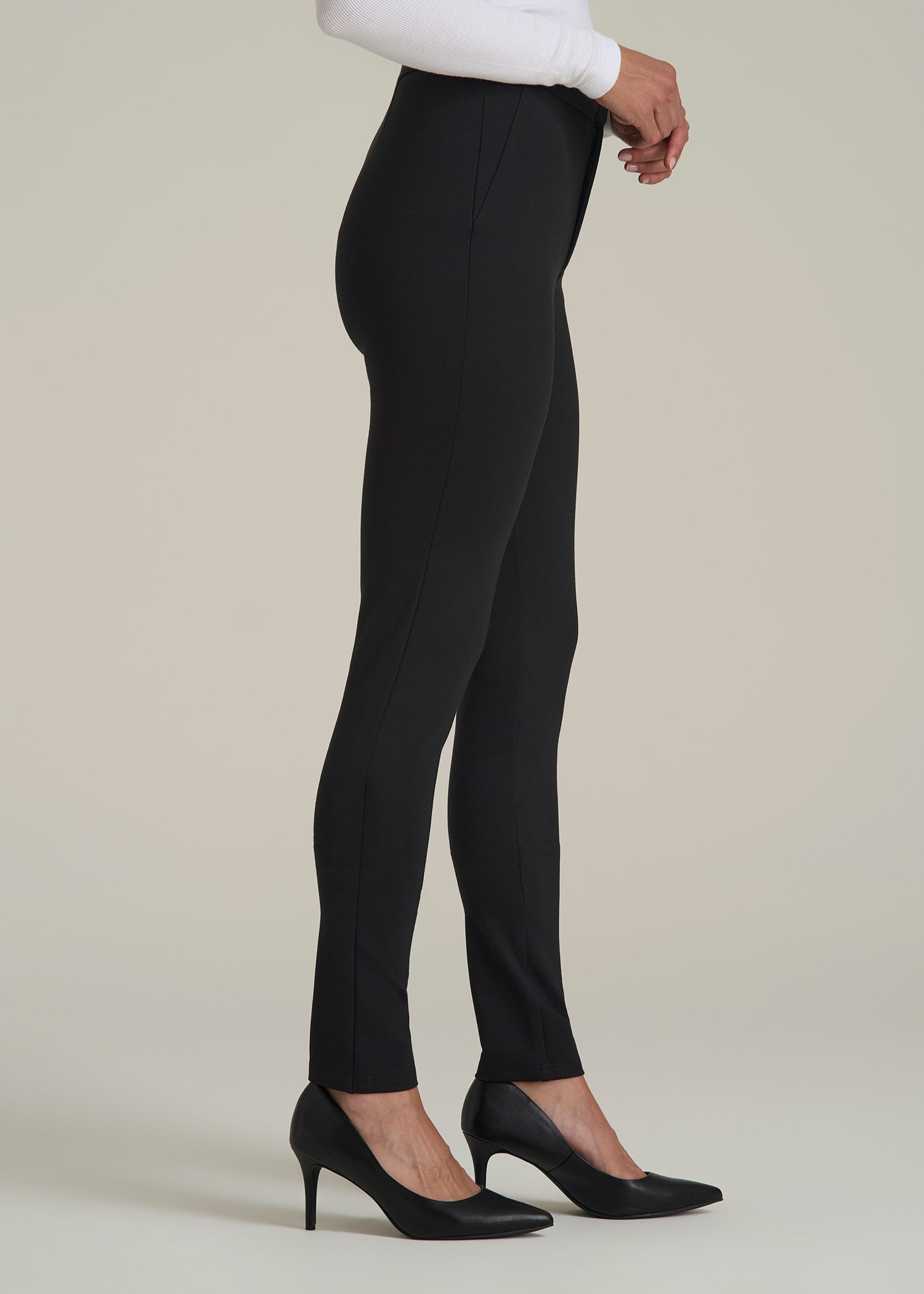 Soft Flex Ponte Skinny High Rise Pant for Tall Women in Black